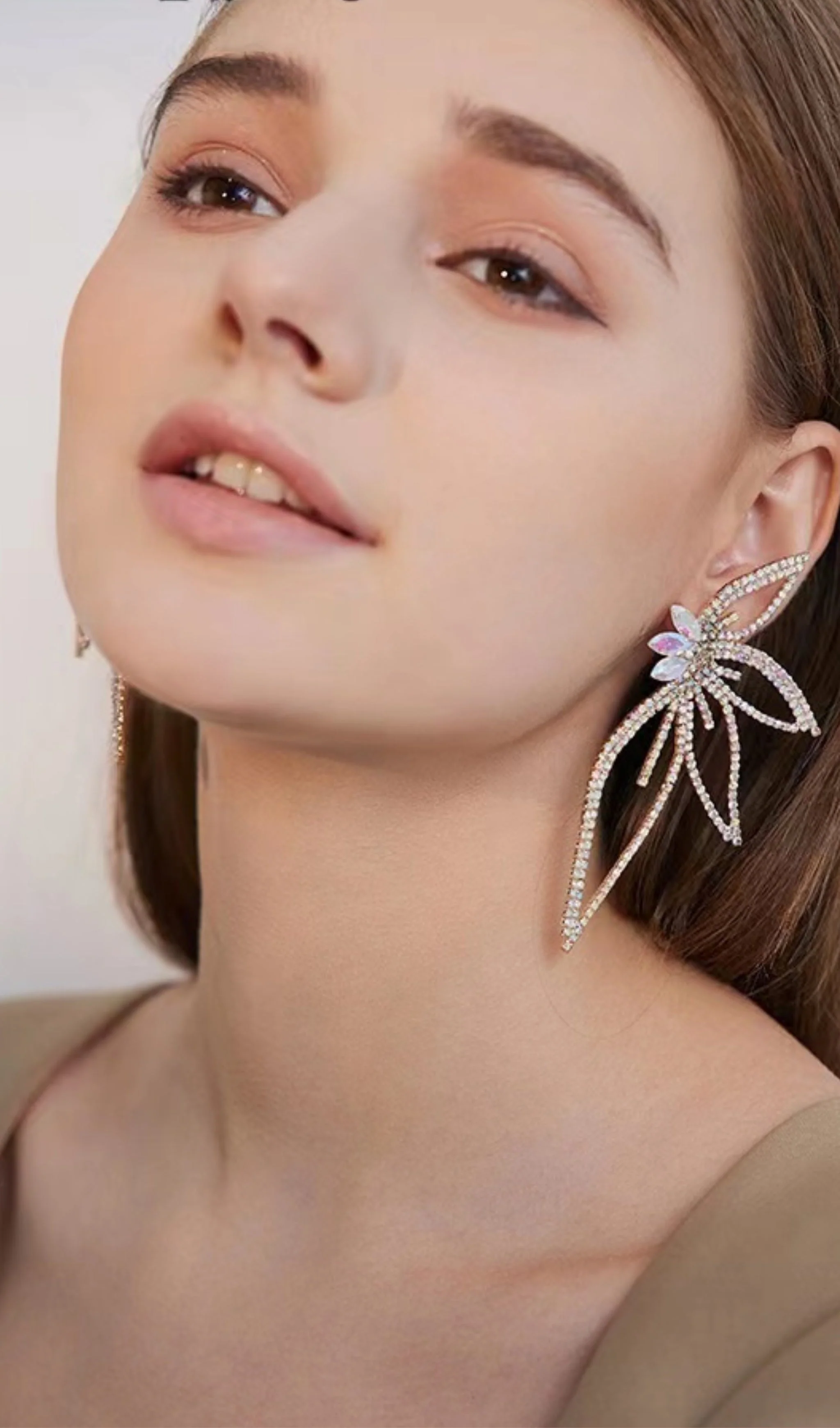 CRYSTAL FLOWER EARRINGS IN SILVER