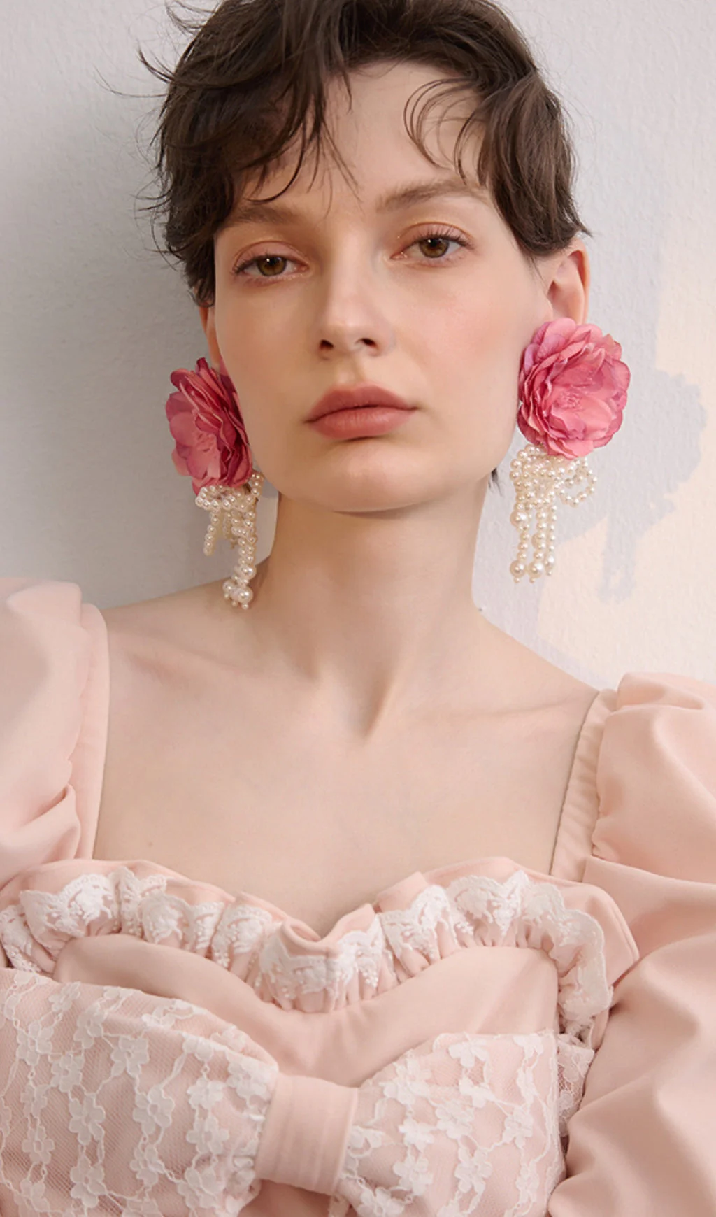 PINK FLOWER PETALS ACRYLIC EARRINGS