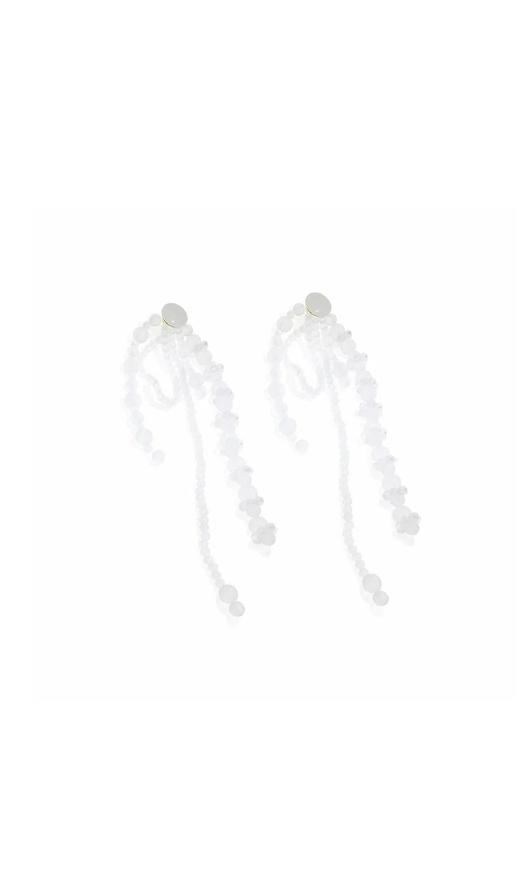 WHITE PEARL ACRYLIC TASSEL EARRINGS
