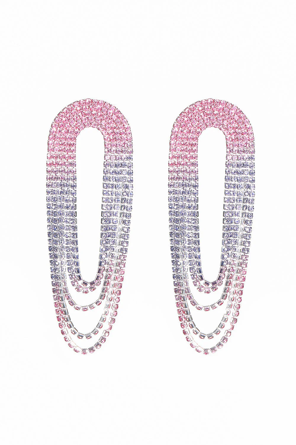 Fashionable Gradient Color Tassel Large Earrings