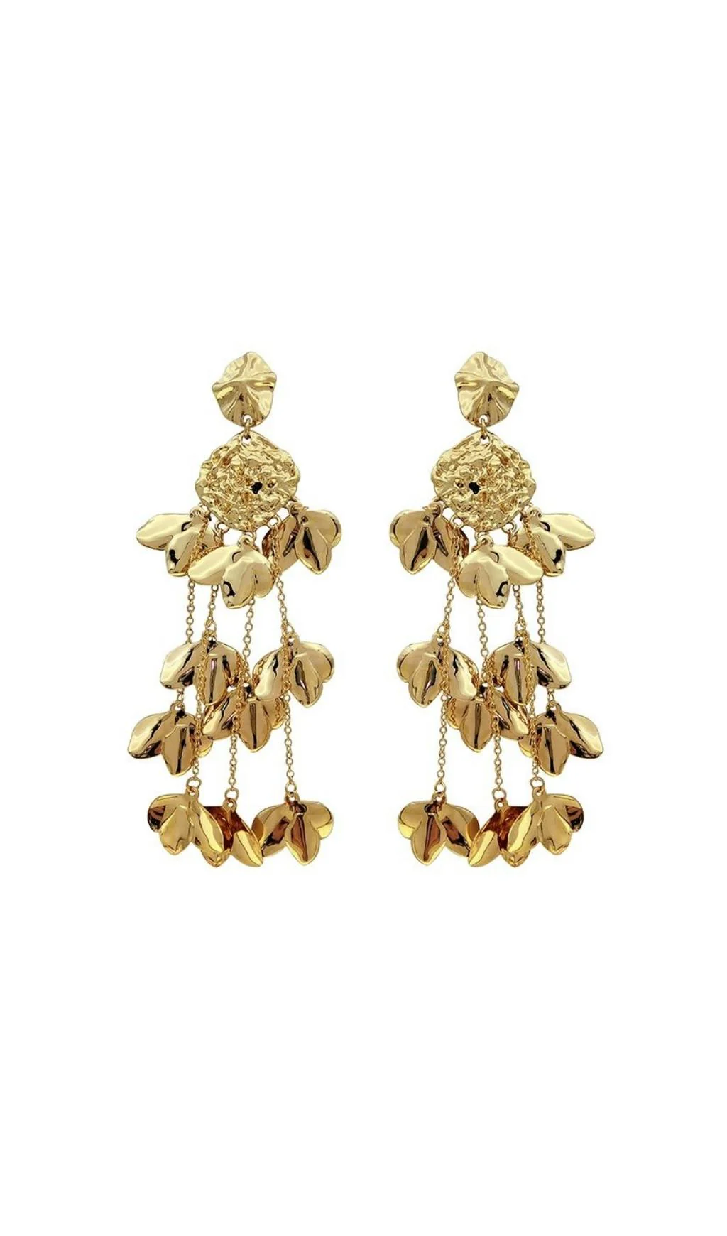 GOLD  TASSEL LEAF EARRINGS