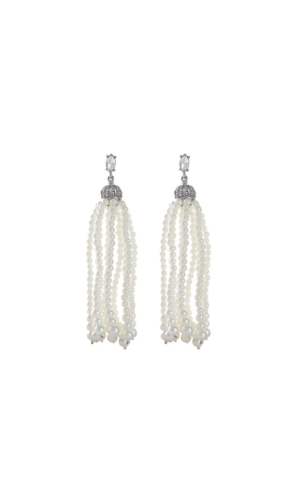 WHITE PEARL TASSEL EARRINGS