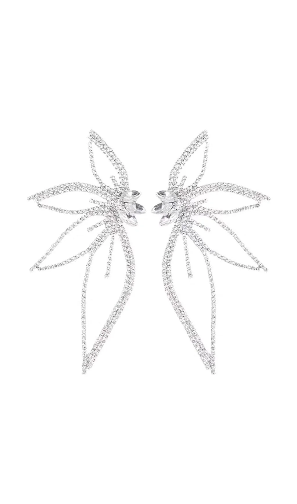 CRYSTAL FLOWER EARRINGS IN SILVER