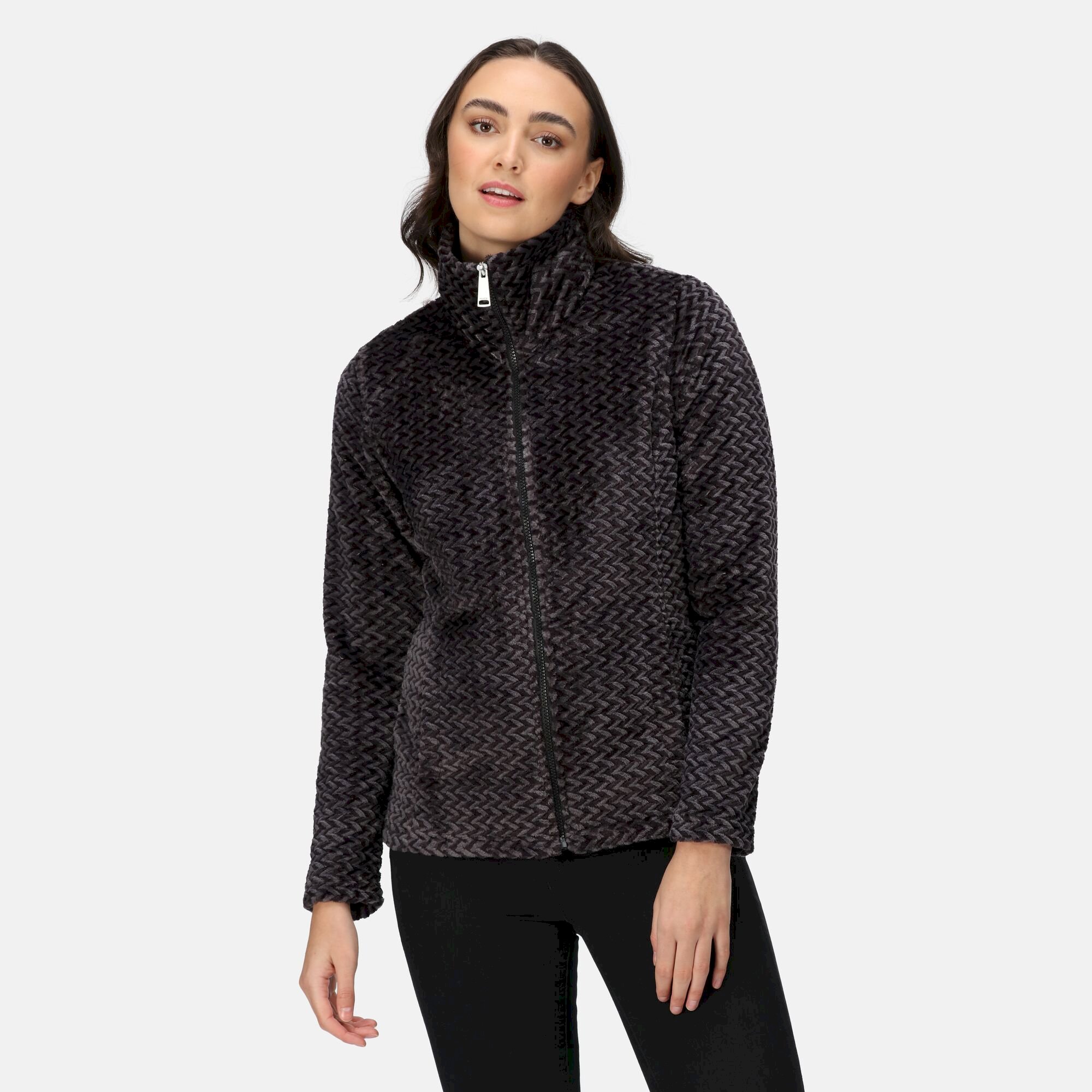 Women's Heloise Full Zip Fleece | Black Plait