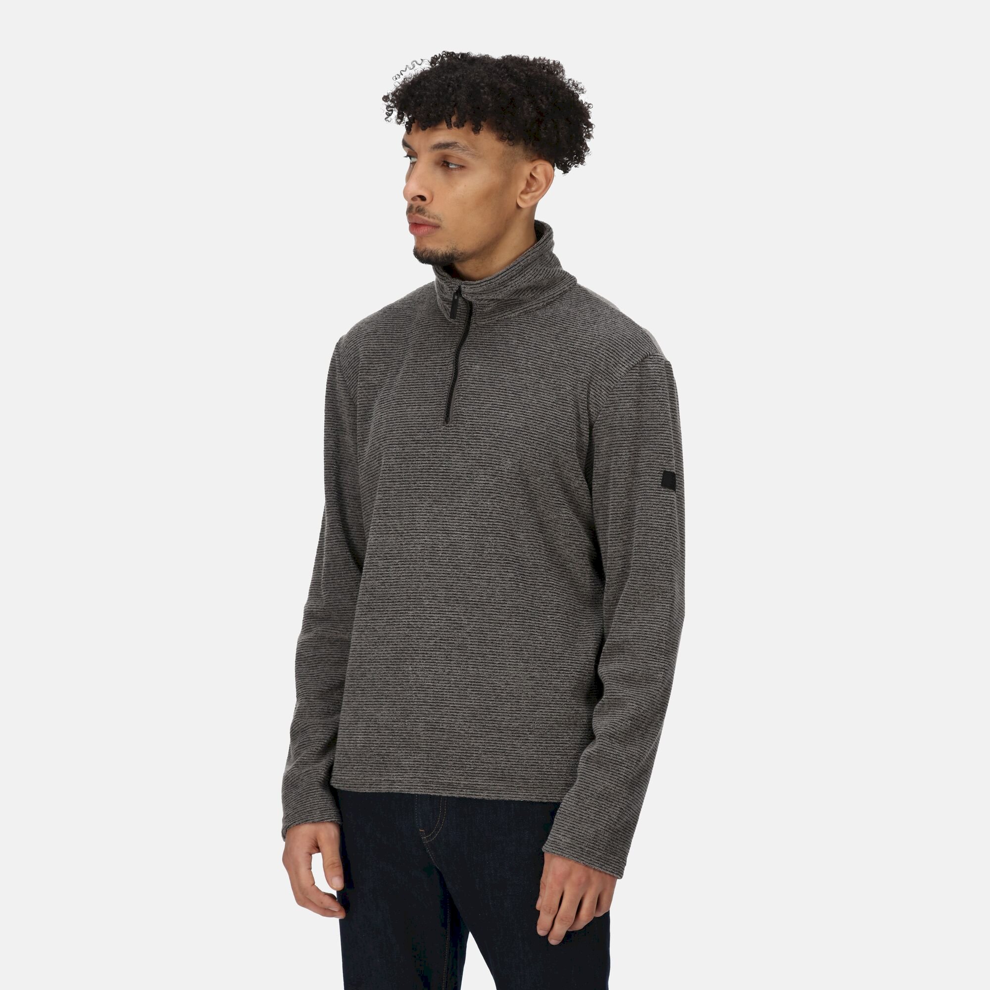 Men's Edley Half Zip Fleece | Dark Grey Linear