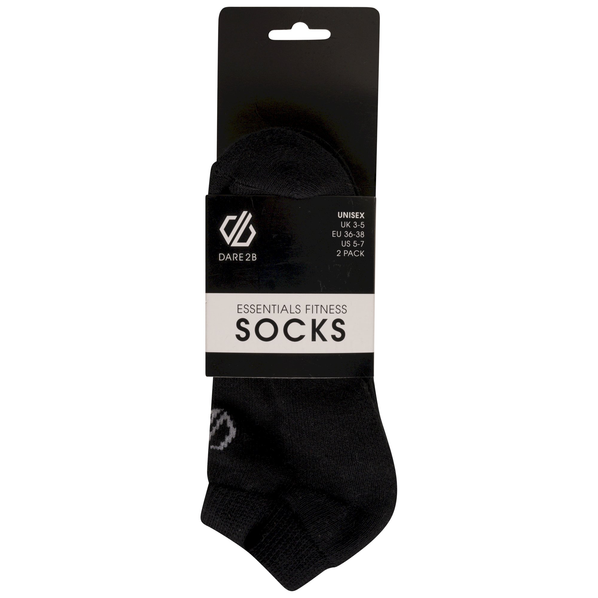 Dare 2b - Adult's Essentials No Show Socks 2 Pack | Black