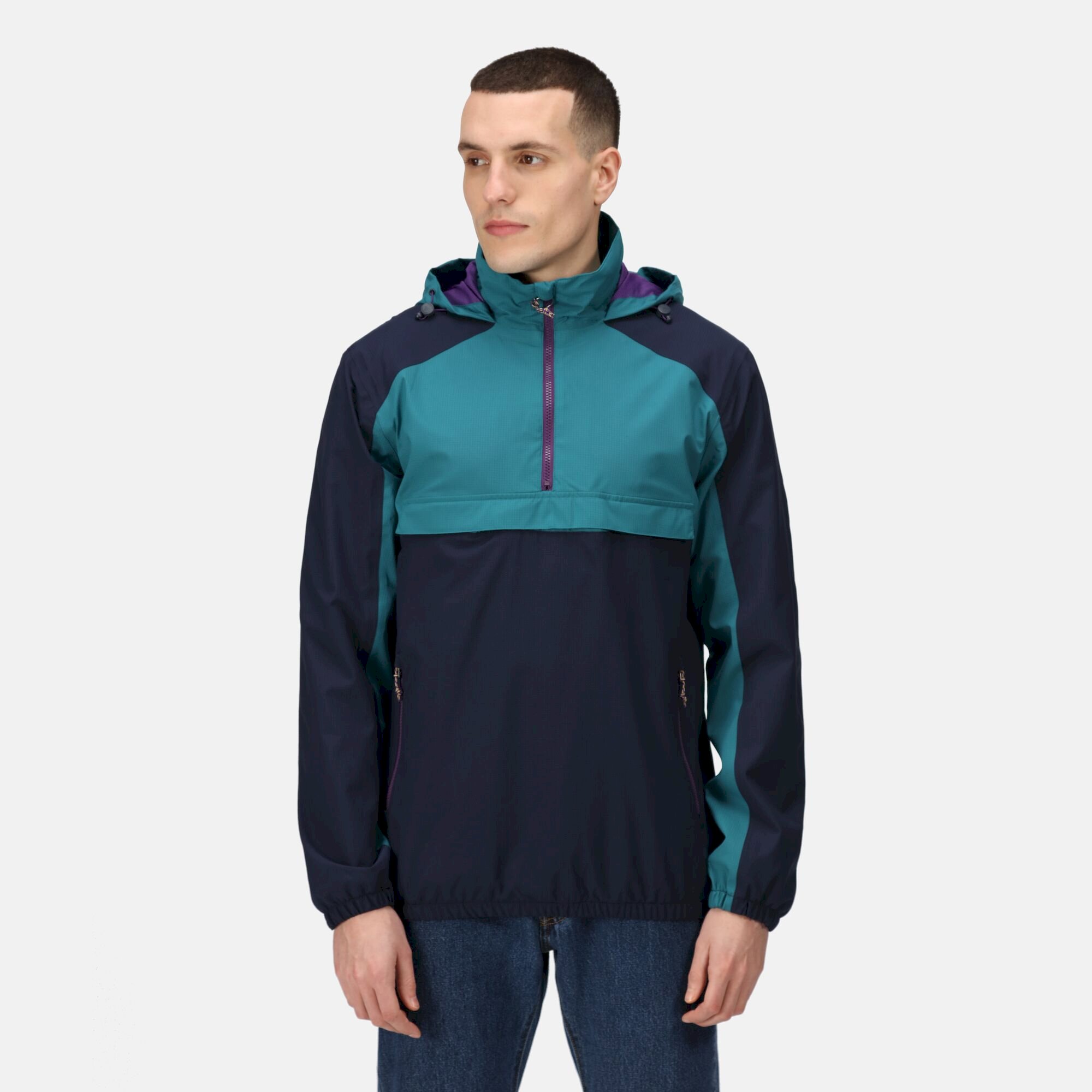 Men's Vintage Overhead Anorak | Black Strong Blue