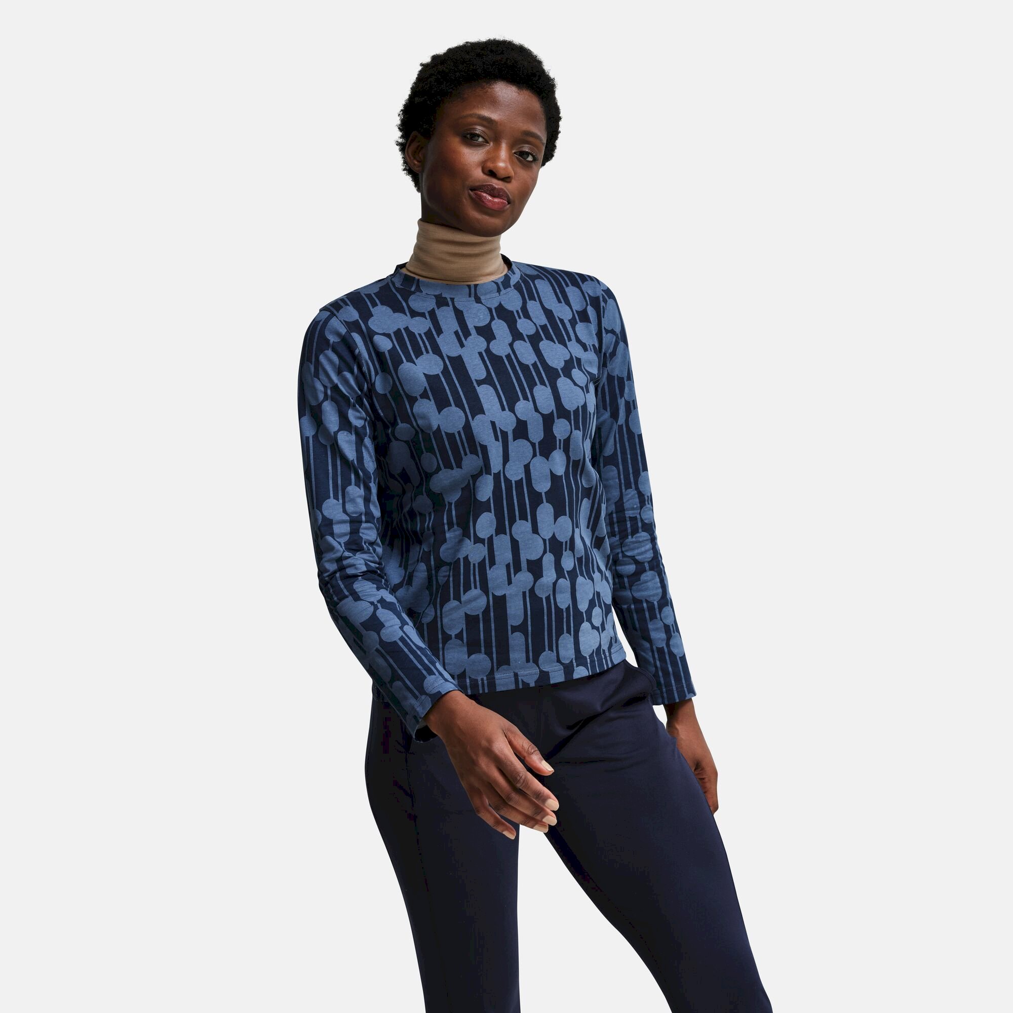 Orla Kiely Long Sleeve Winter Tee | Reflected Trees Navy