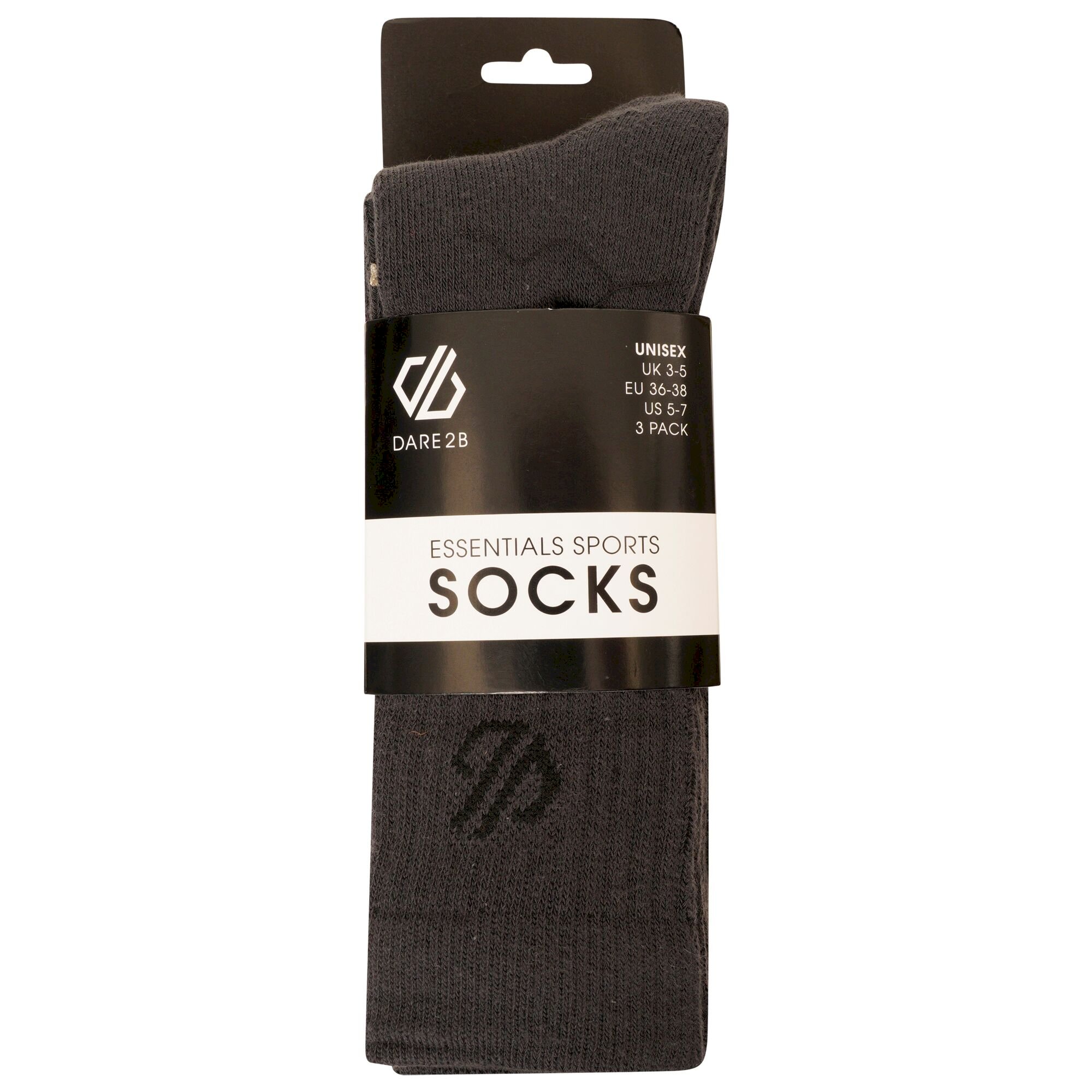 Dare 2b - Adult's Essentials Sports Socks 3 Pack | Ebony Grey