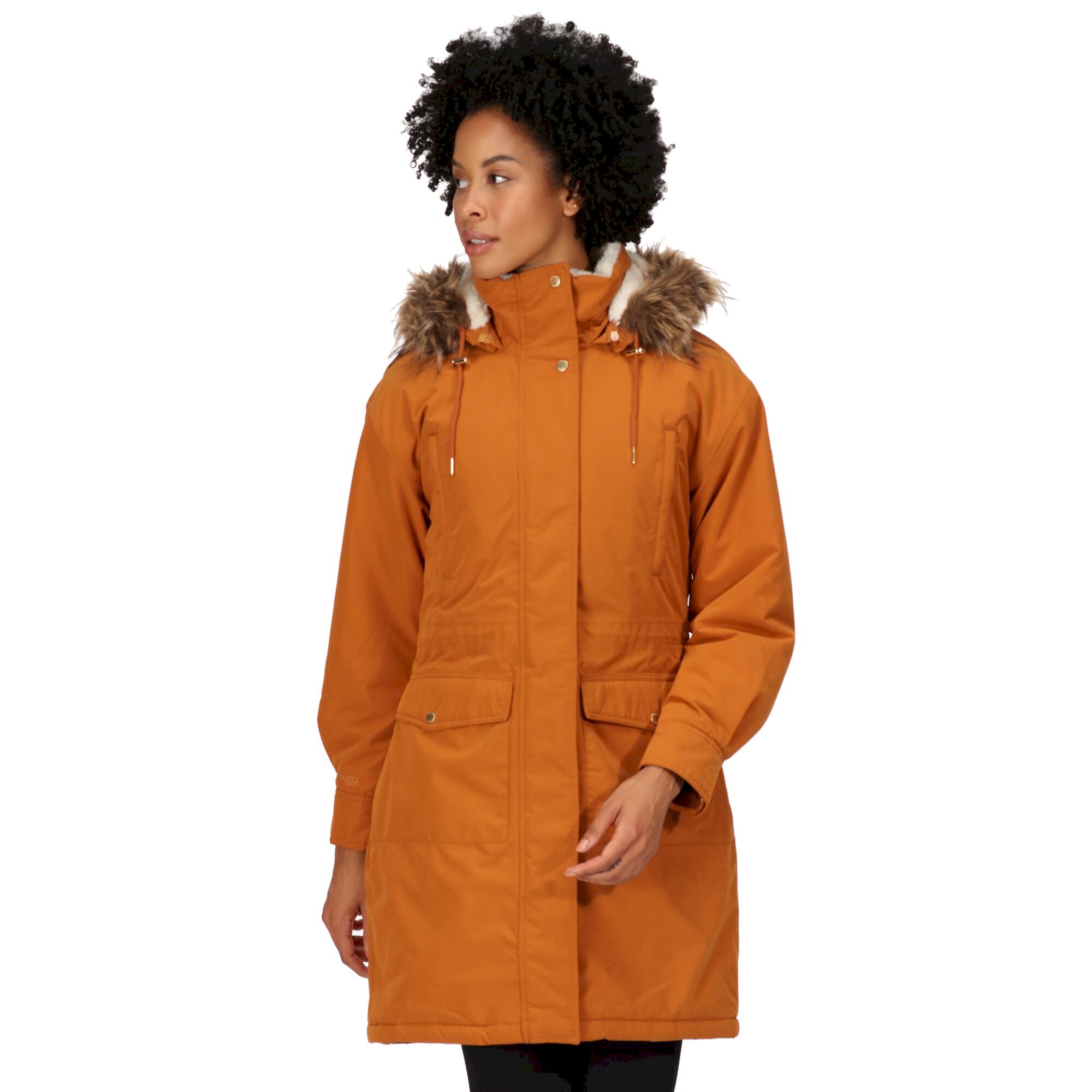 Women's Shiloh Fur Trim Parka Jacket | Copper Almond