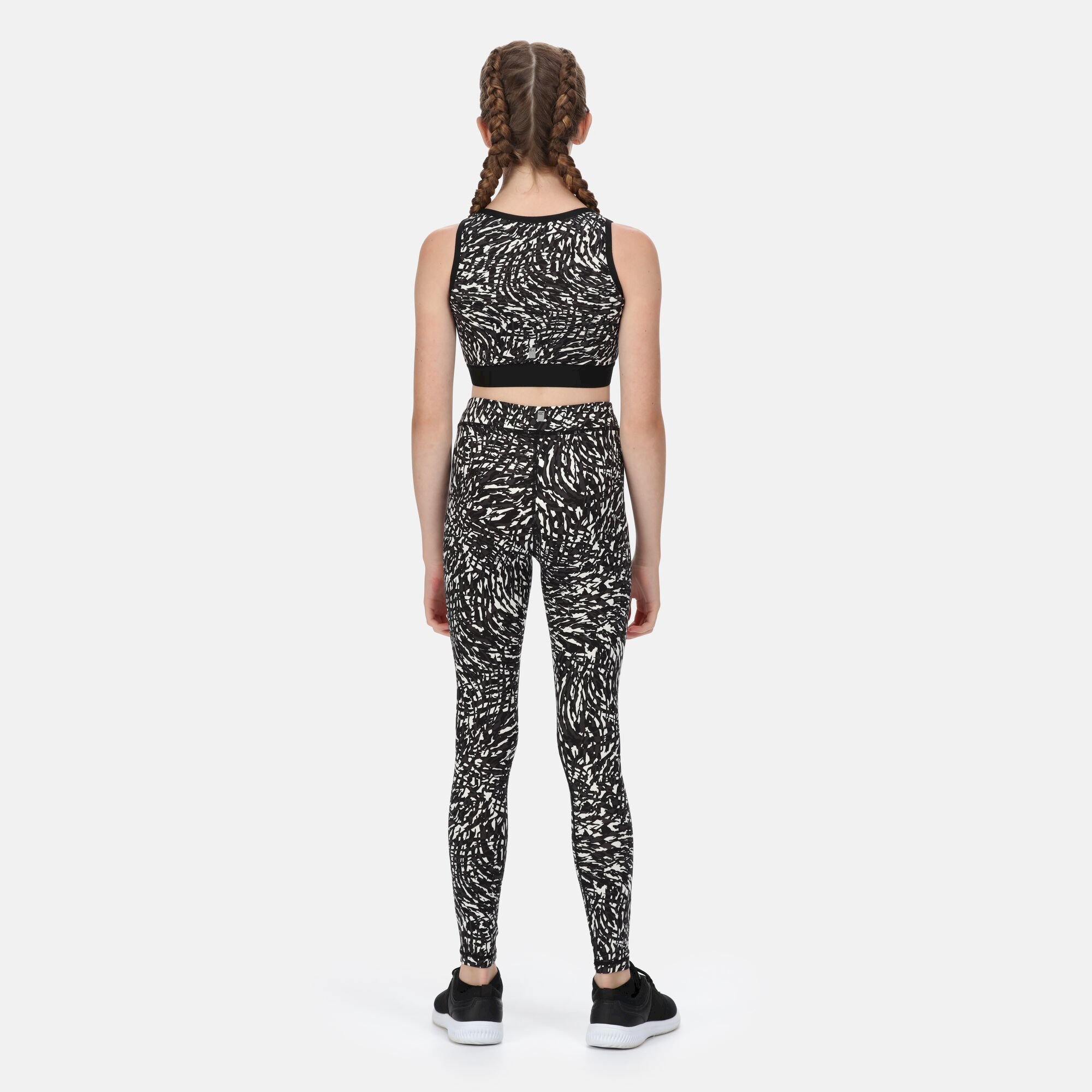 Kids' Atkin Top & Legging Active Set | Black White Animal