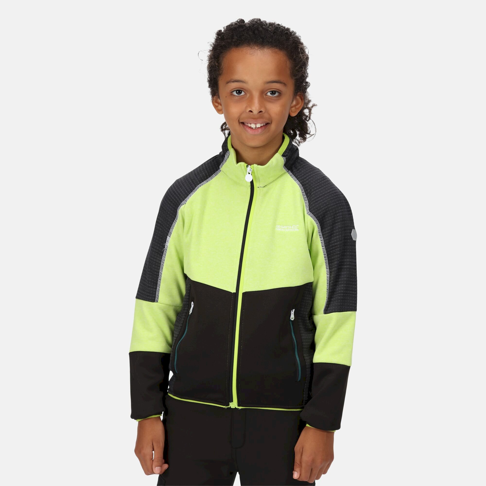 Kids' Oberon V Softshell Jacket | Bright Kiwi Black