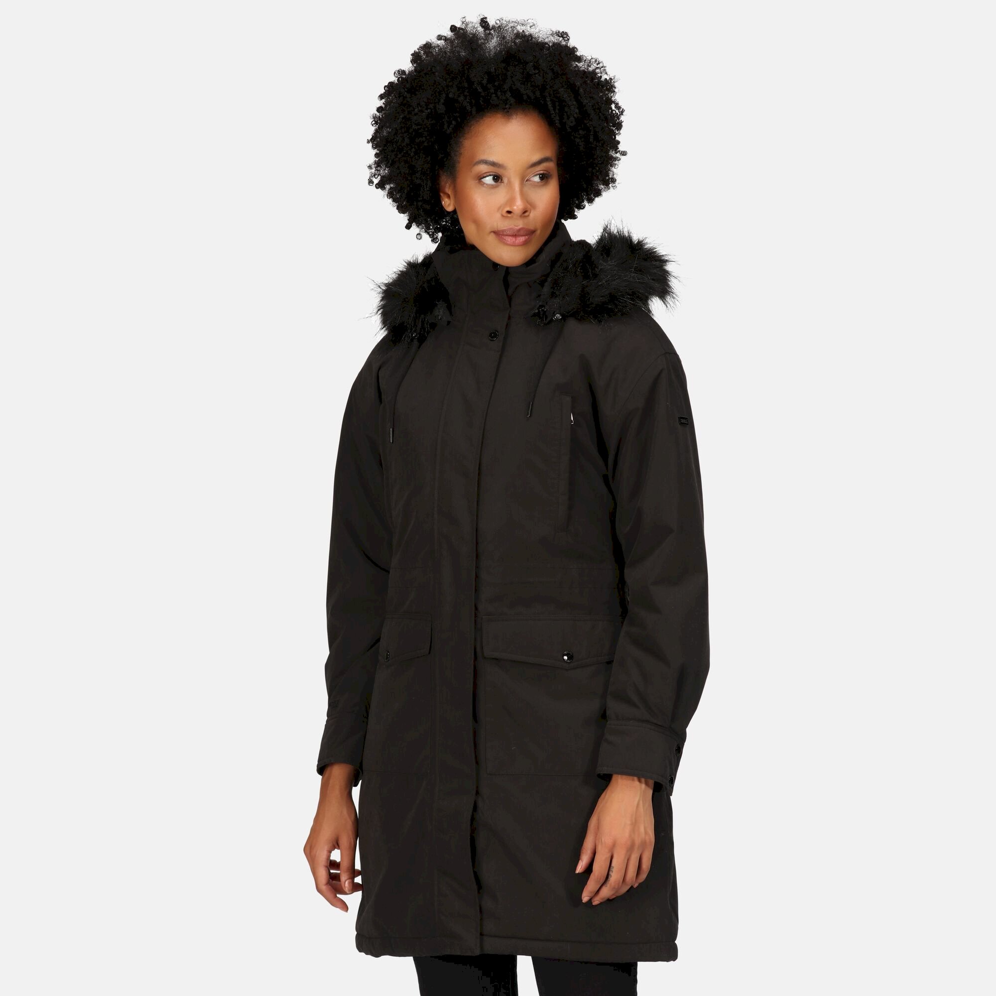 Women's Shiloh Fur Trim Parka Jacket | Black