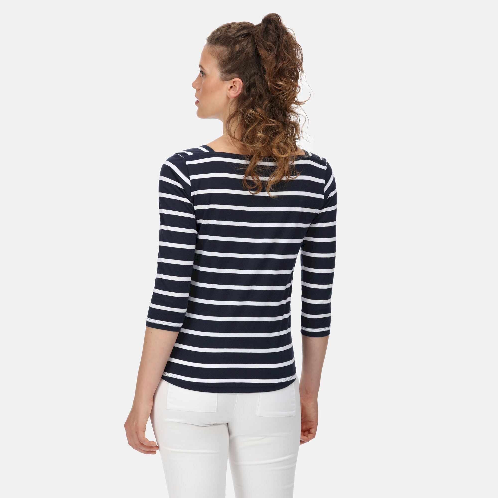 Women's Polexia Square Neck Top | Navy White Stripe