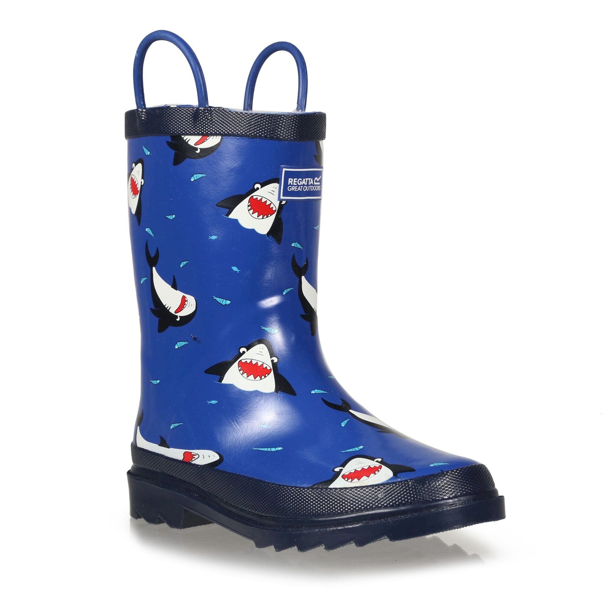 Kids Minnow Printed Wellies | Shark Nautical Blue