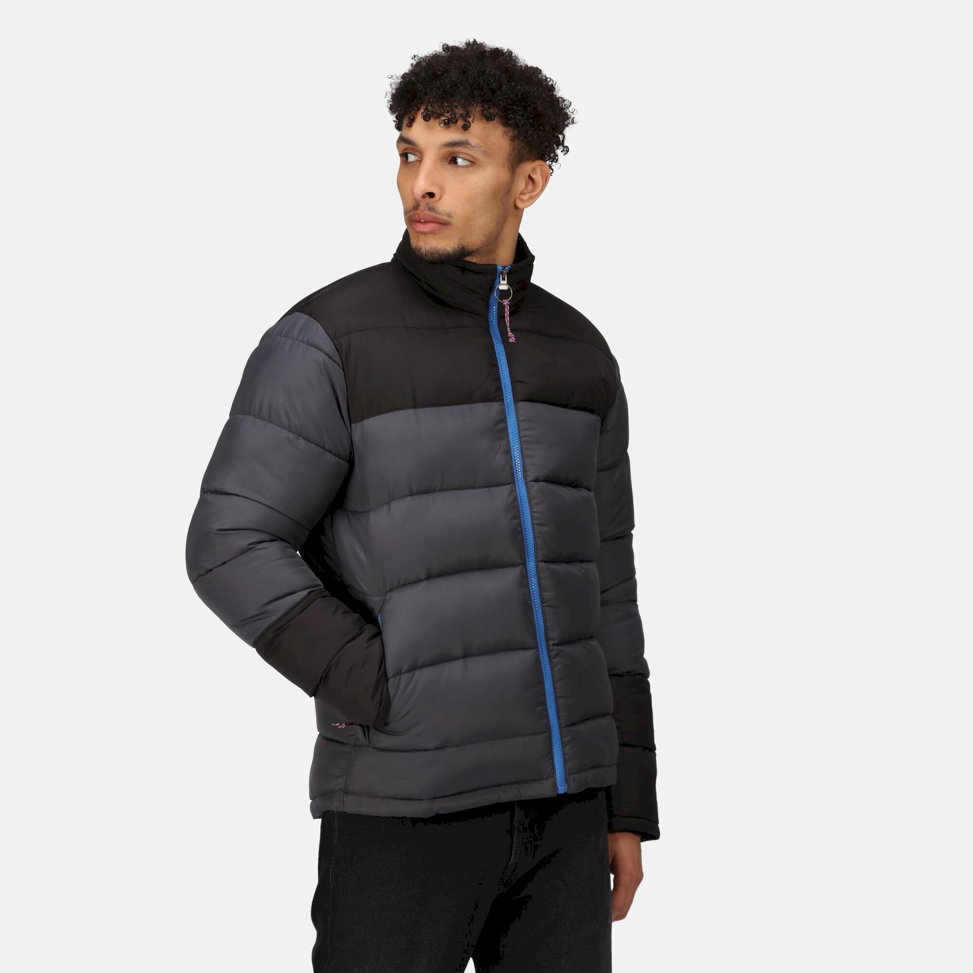 Men's Vintage Puffer Jacket | Seal Grey Black