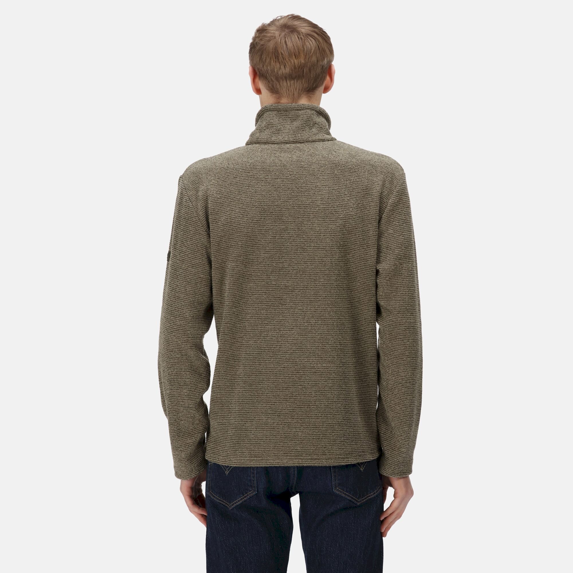 Men's Edley Half Zip Fleece | Dark Khaki Linear