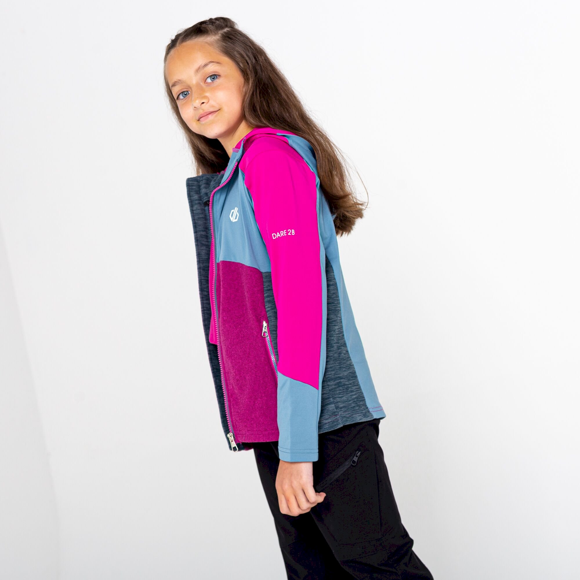 Dare 2b - Kids' Hero Recycled Core Stretch Midlayer | Orion Grey Fuchsia
