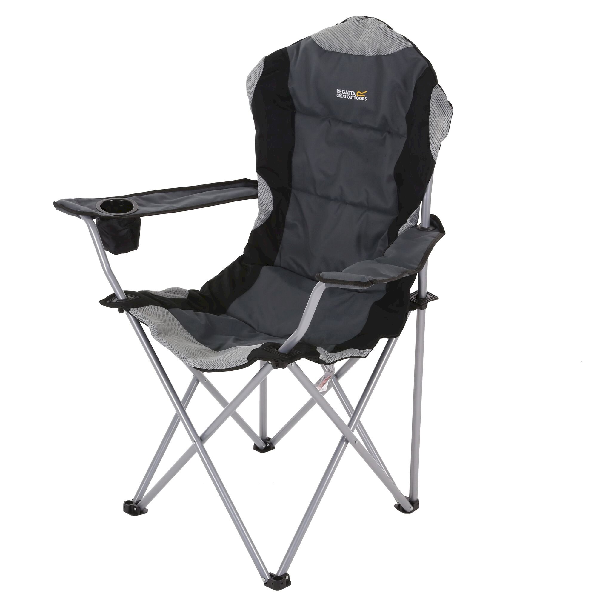 Kruza Camping Chair with Storage Bag | Black Seal Grey