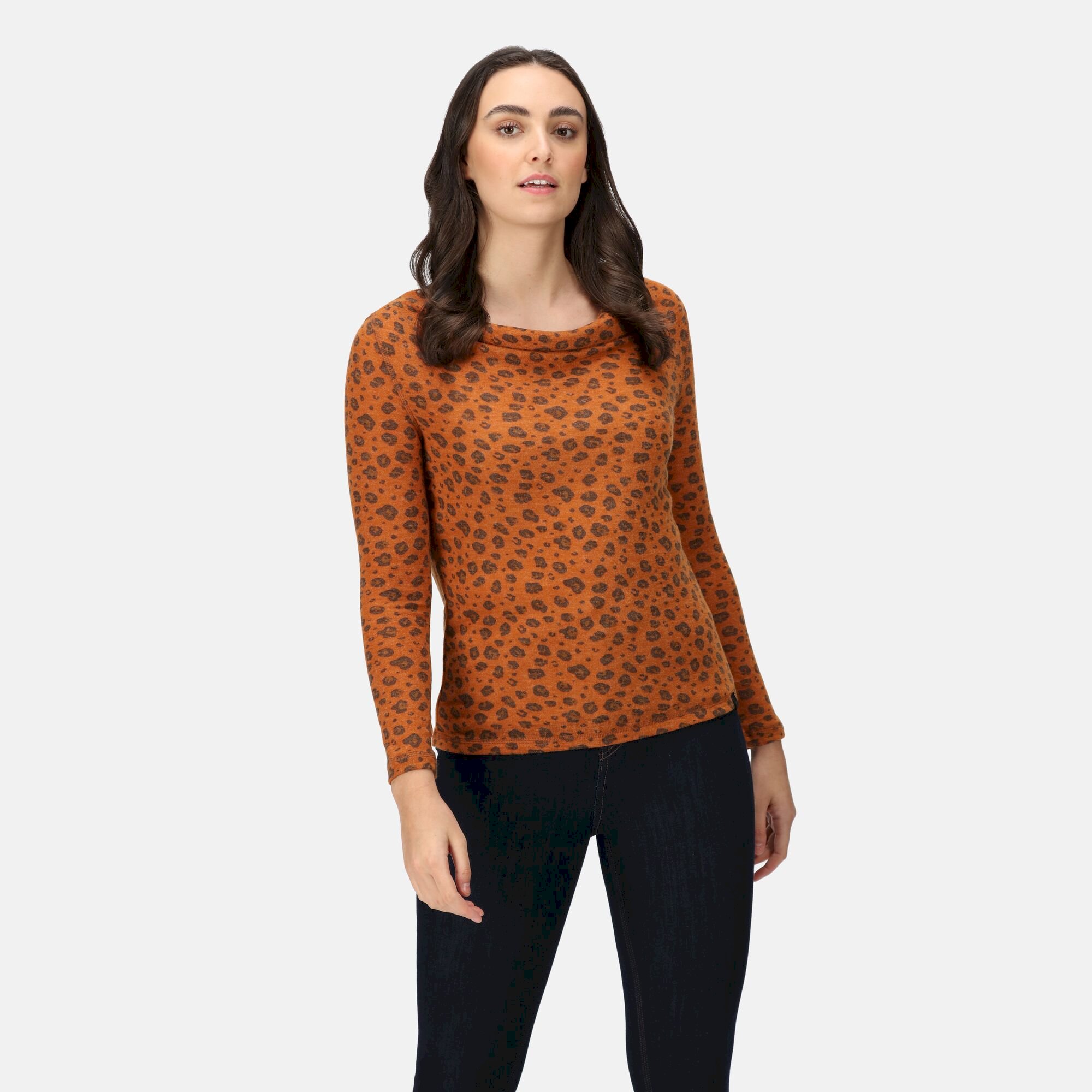 Women's Frayda Cowl Neck Top | Copper Almond Animal