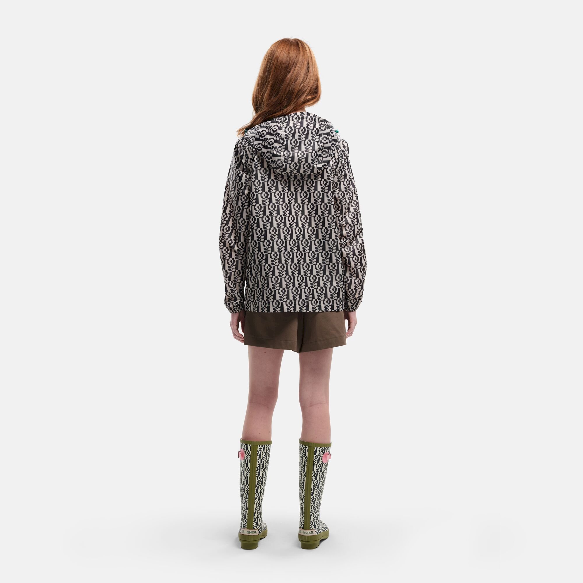 Orla Kiely Lightweight Waterproof Pack-It Jacket | Stem in Vase Black