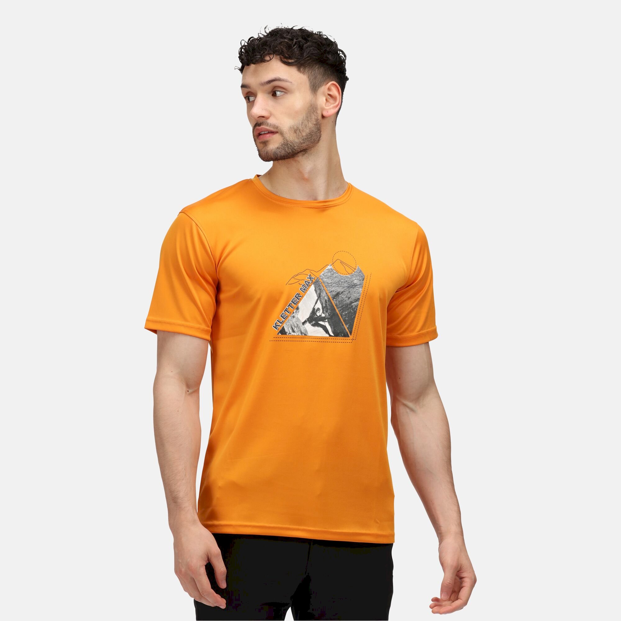 Men's Fingal Slogan Print T-Shirt | Flame Orange