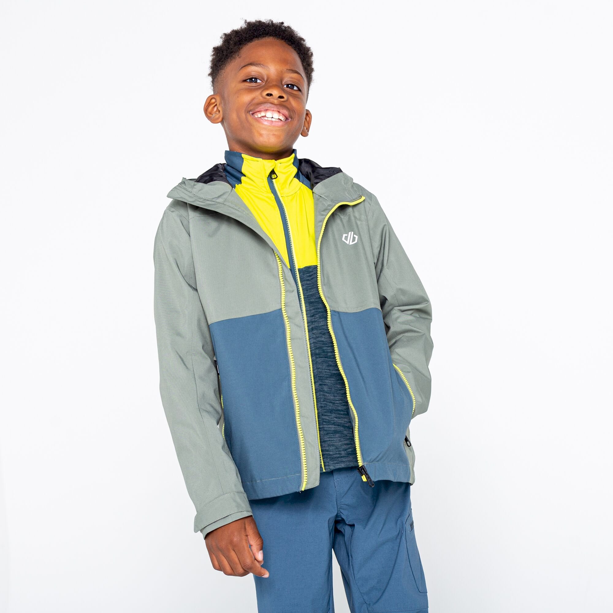 Dare 2b - Kids' In The Lead III Recycled Waterproof Jacket | Agave Green Orion Grey Marl