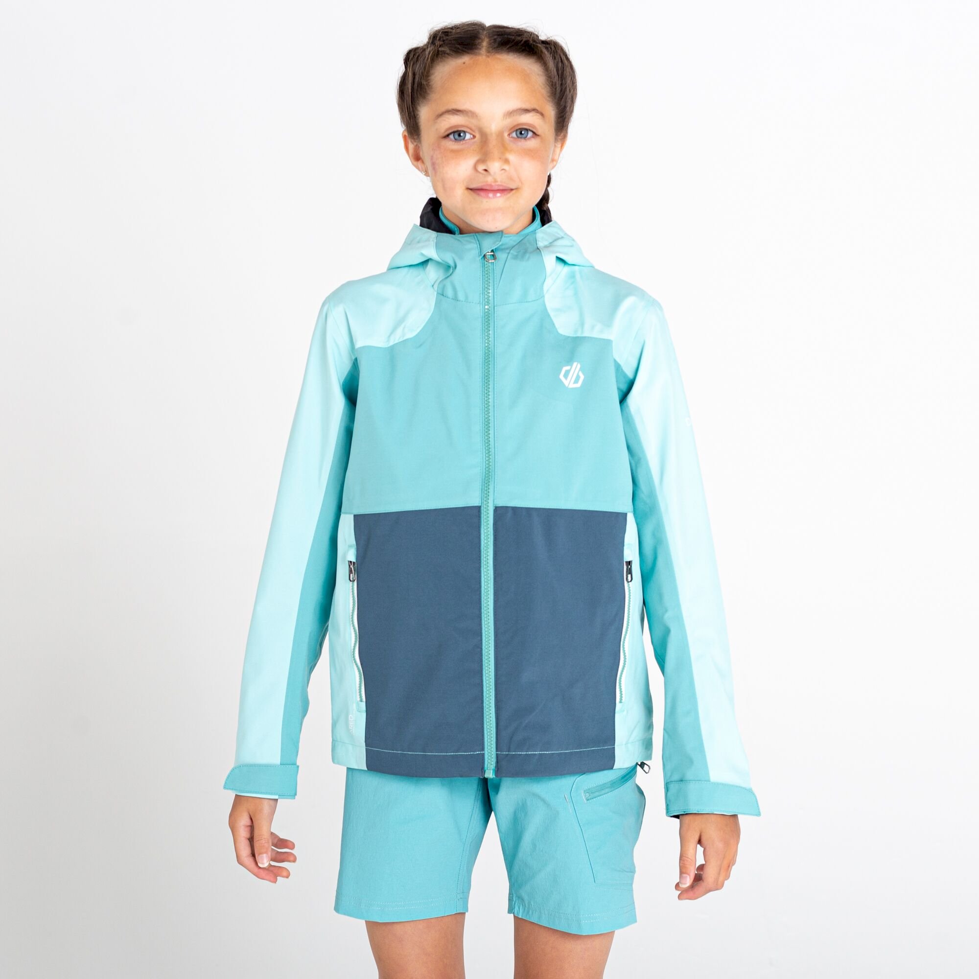 Dare 2b - Kids' In The Lead III Recycled Waterproof Jacket | Meadowbrook Green Aqua Splash