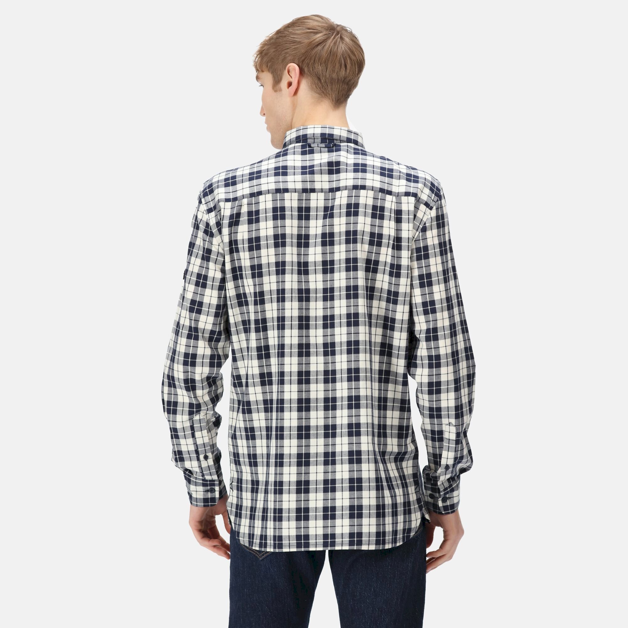 Men's Lance Long Sleeved Checked Shirt | Navy Check