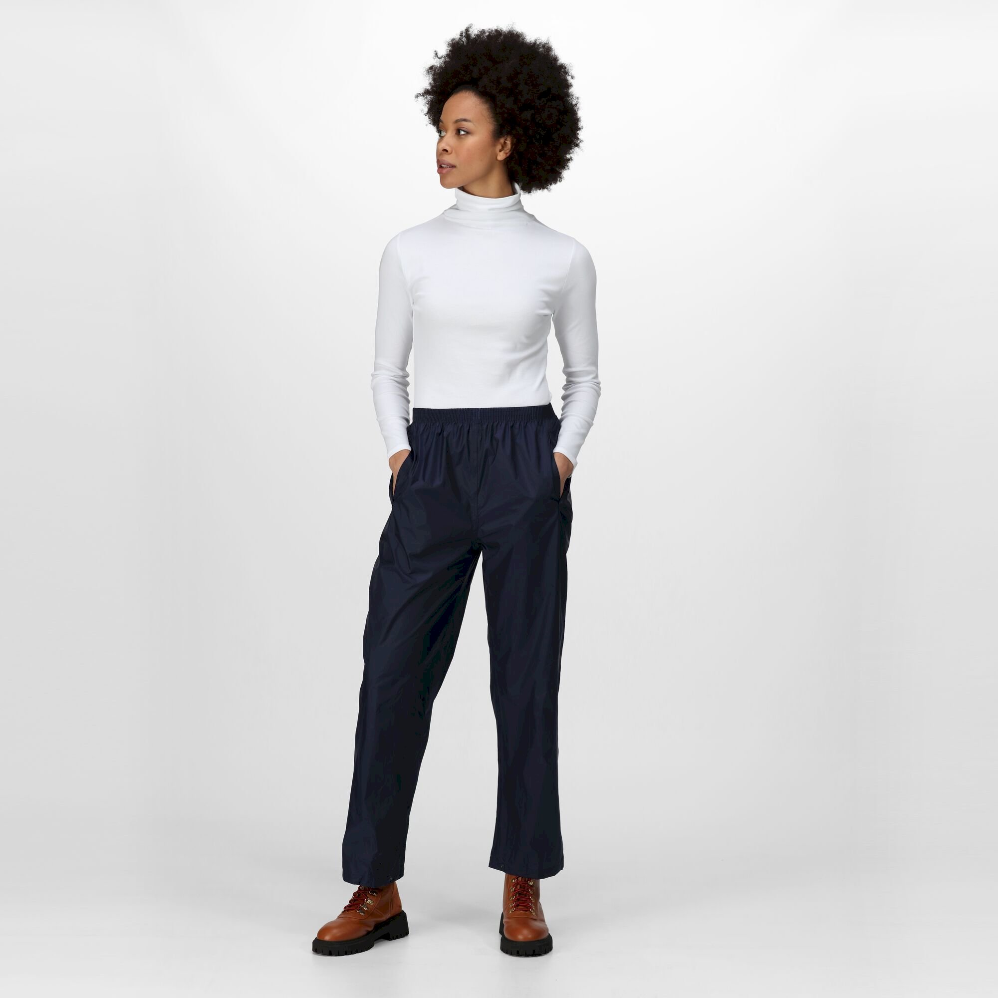 Womens Packaway Waterproof Trousers | Navy