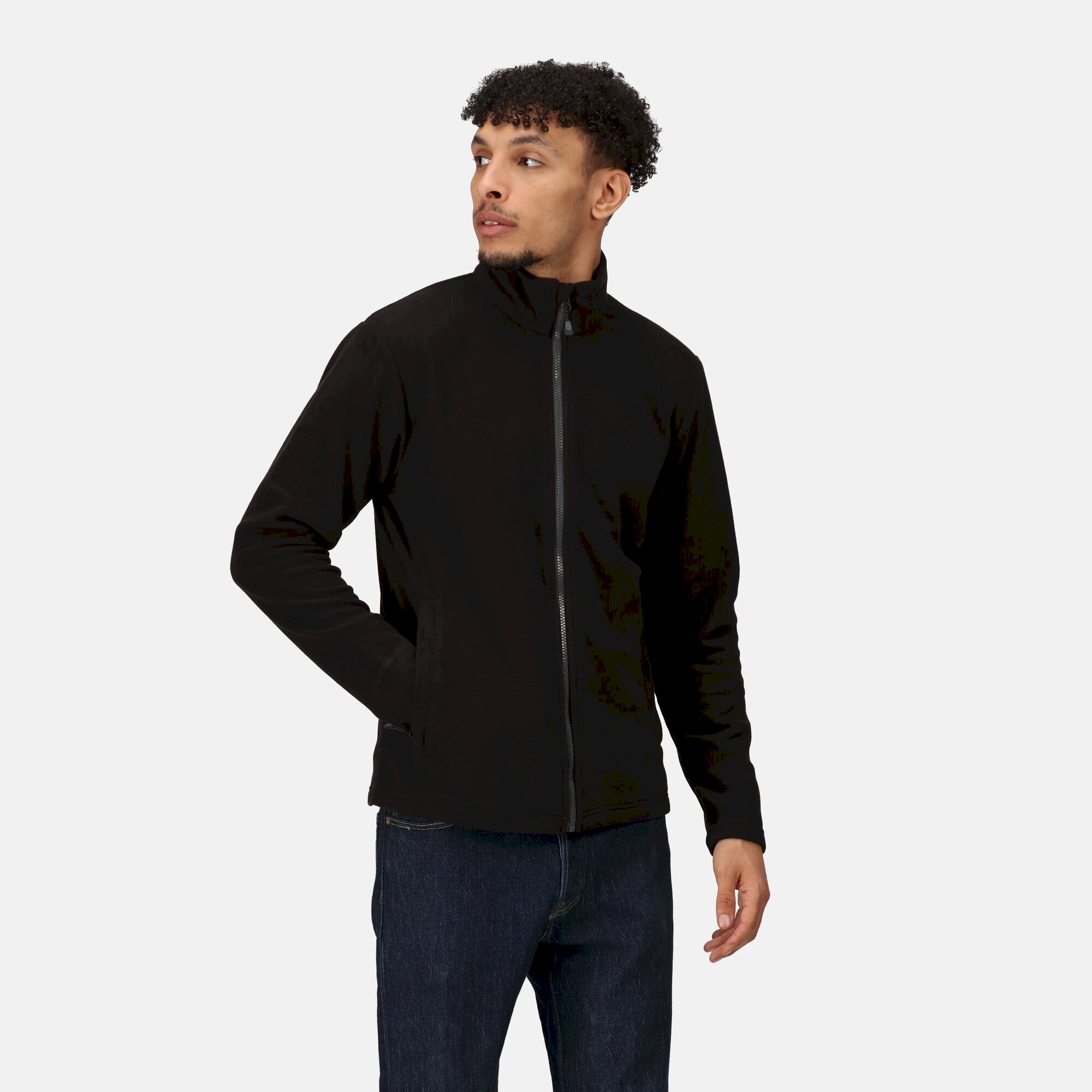 Men's Honestly Made Recycled Full Zip Microfleece | Black