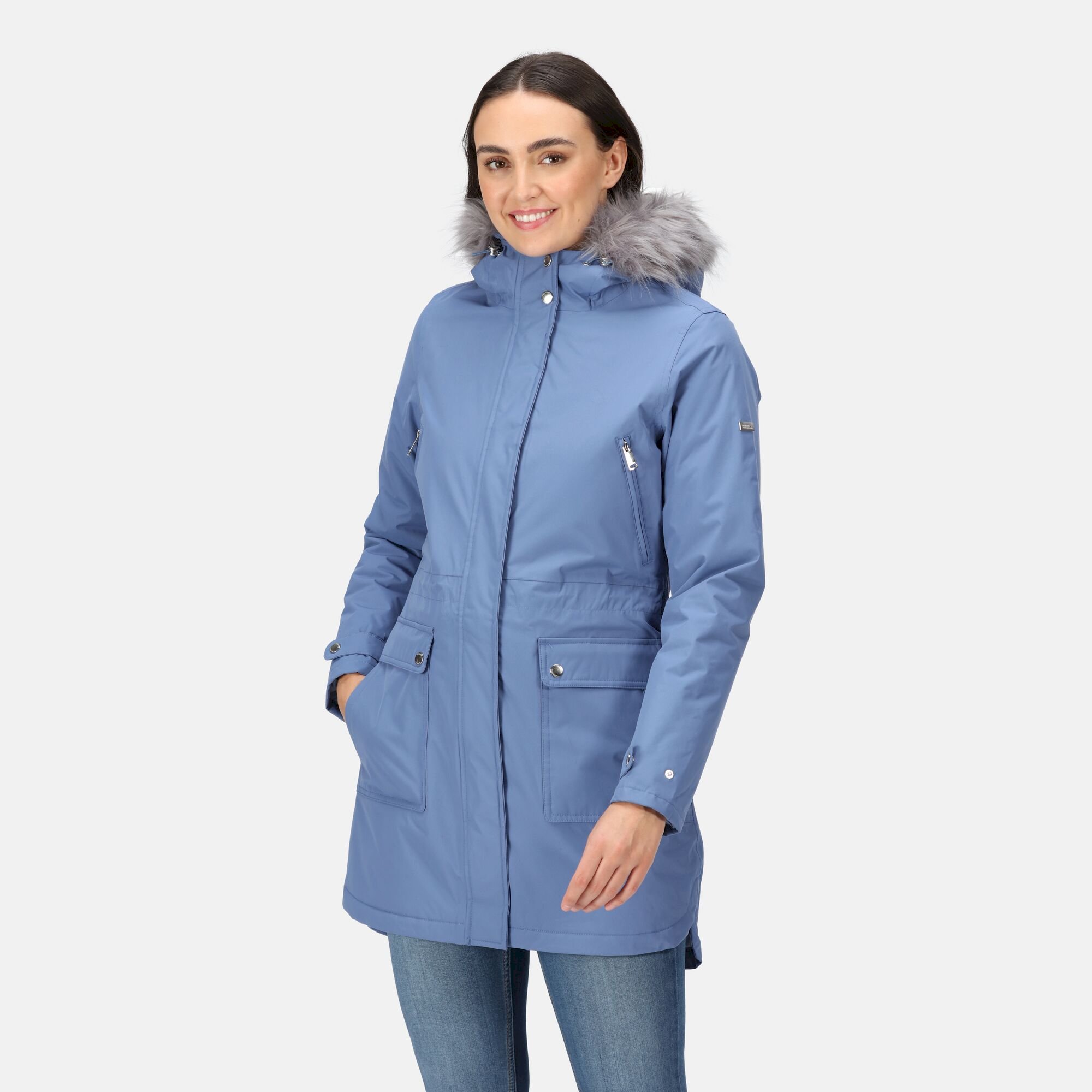 Women's Sabinka Fur Trim Parka Jacket | Slate Blue