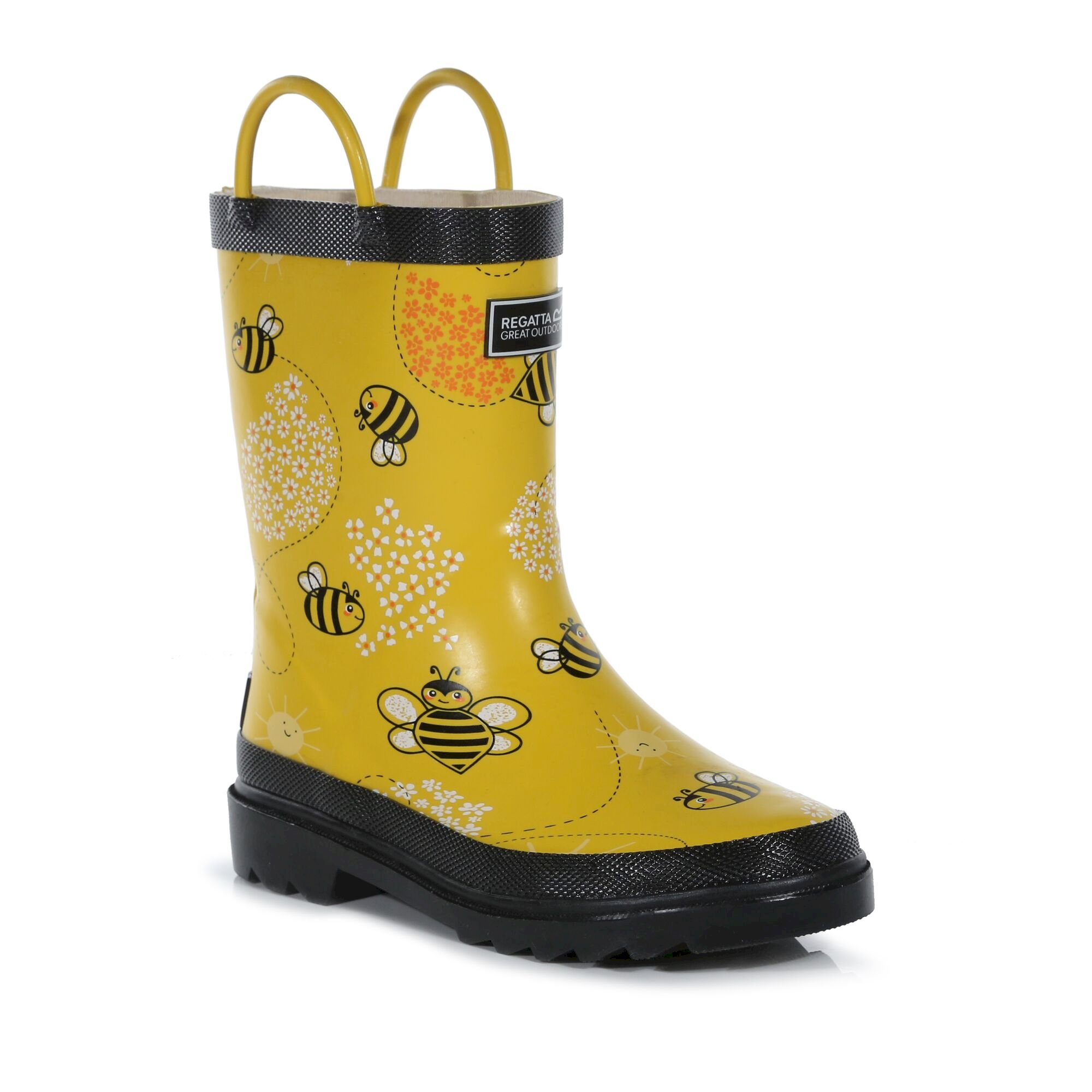 Kids Minnow Printed Wellies | Maize Yellow Bee