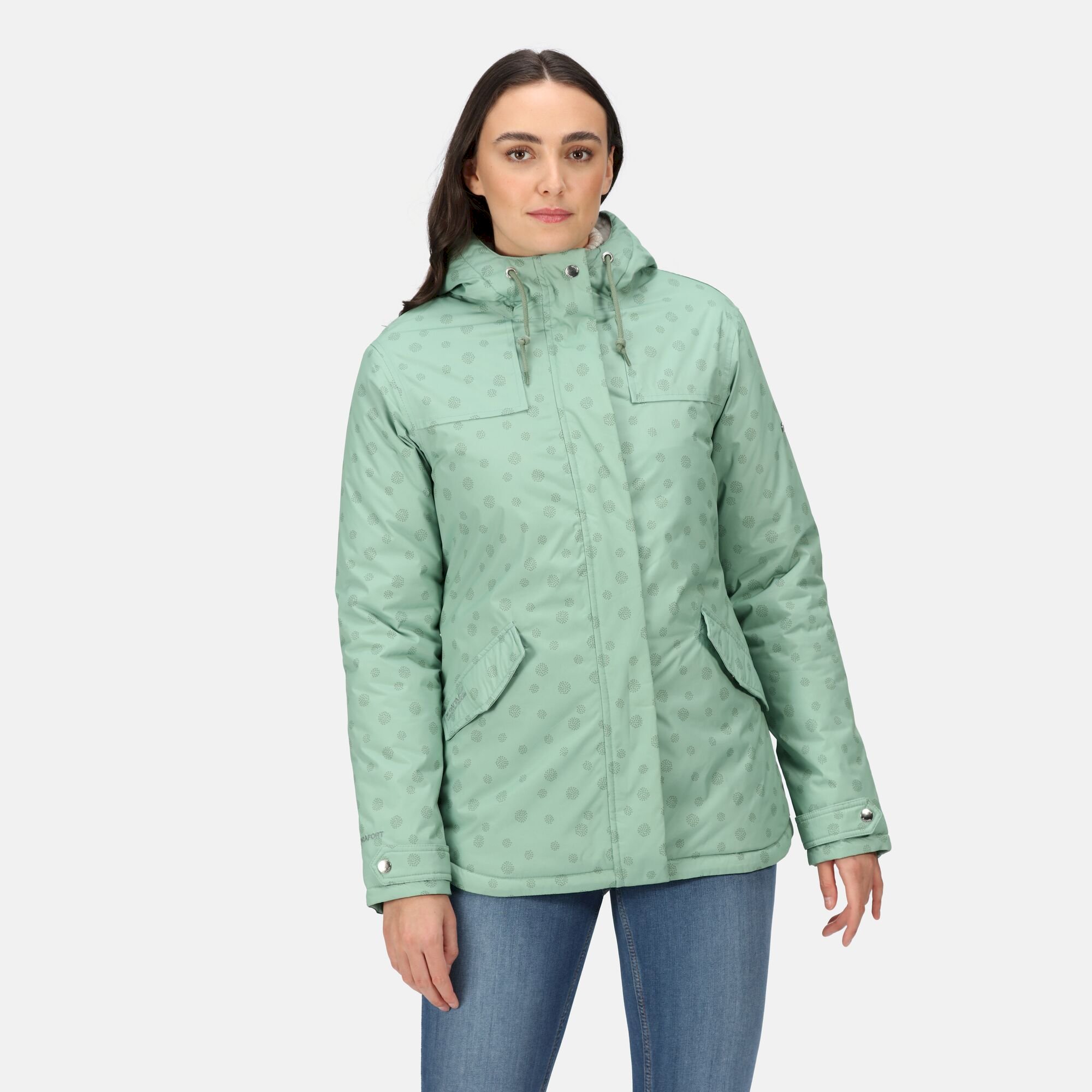 Women's Bria Fur Lined Waterproof Jacket | Basil Floral Dot