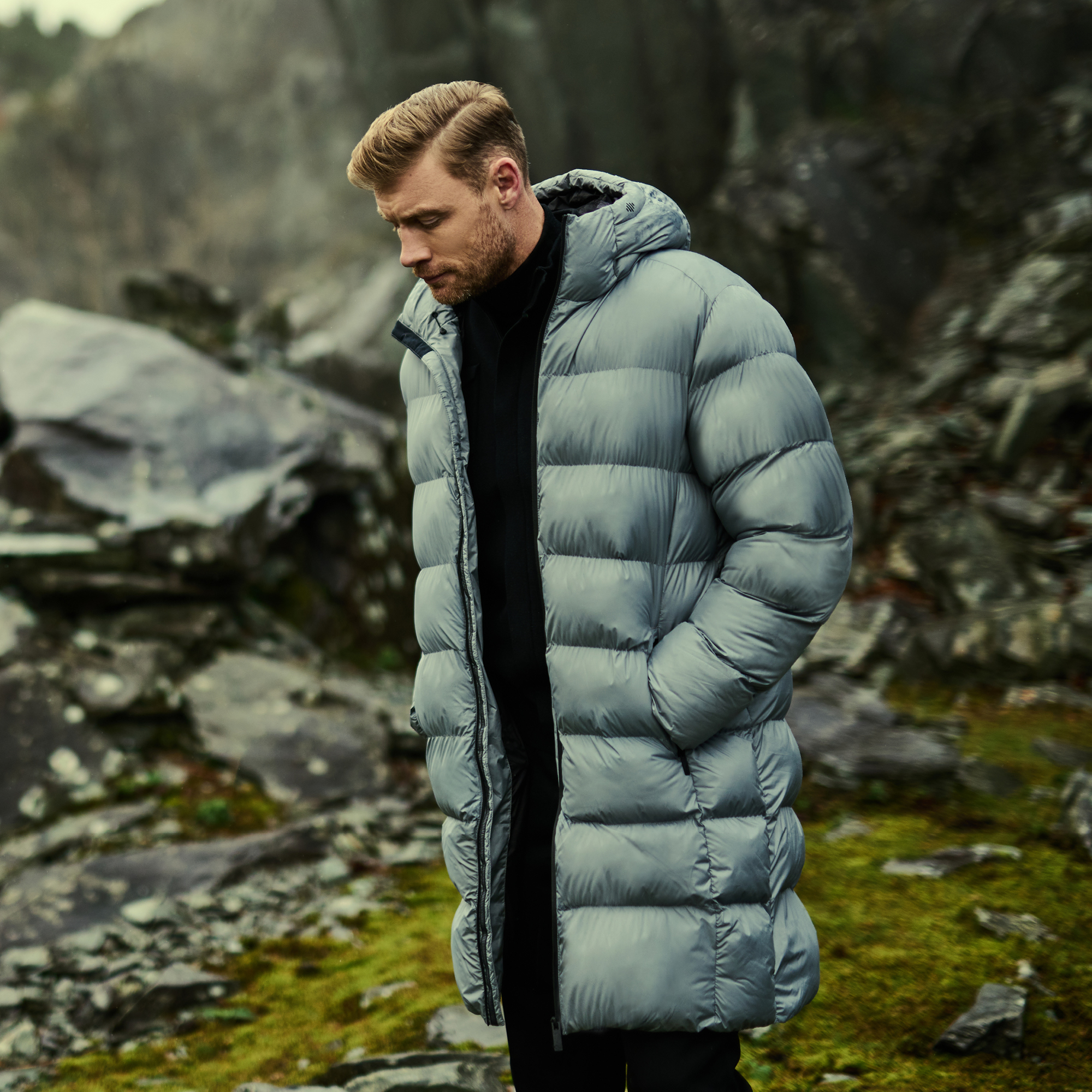 Freddie Flintoff Collection - Hallin Longline Quilted Jacket | Storm Grey