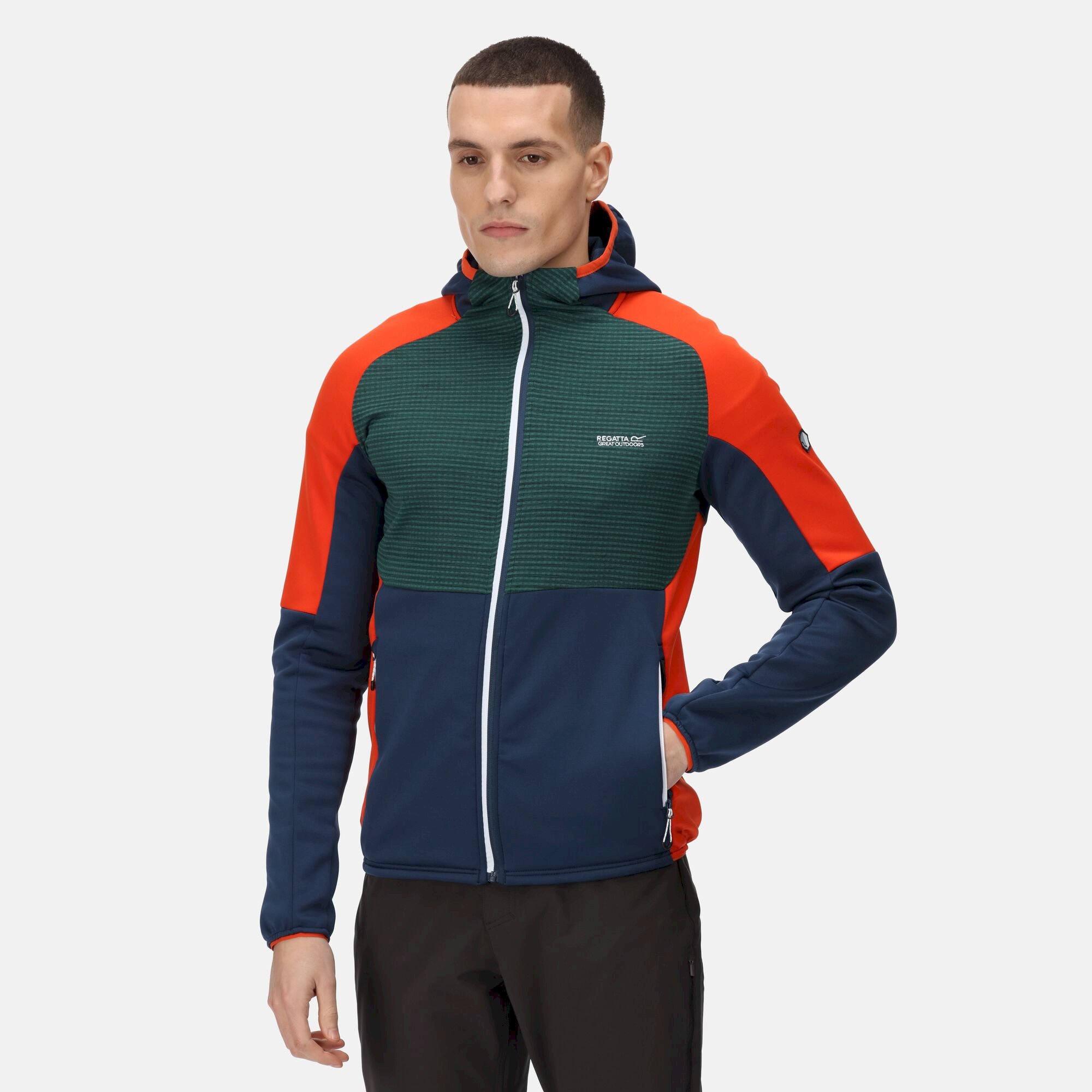 Men's Attare Softshell Hooded Jacket | Admiral Blue Pacific Green