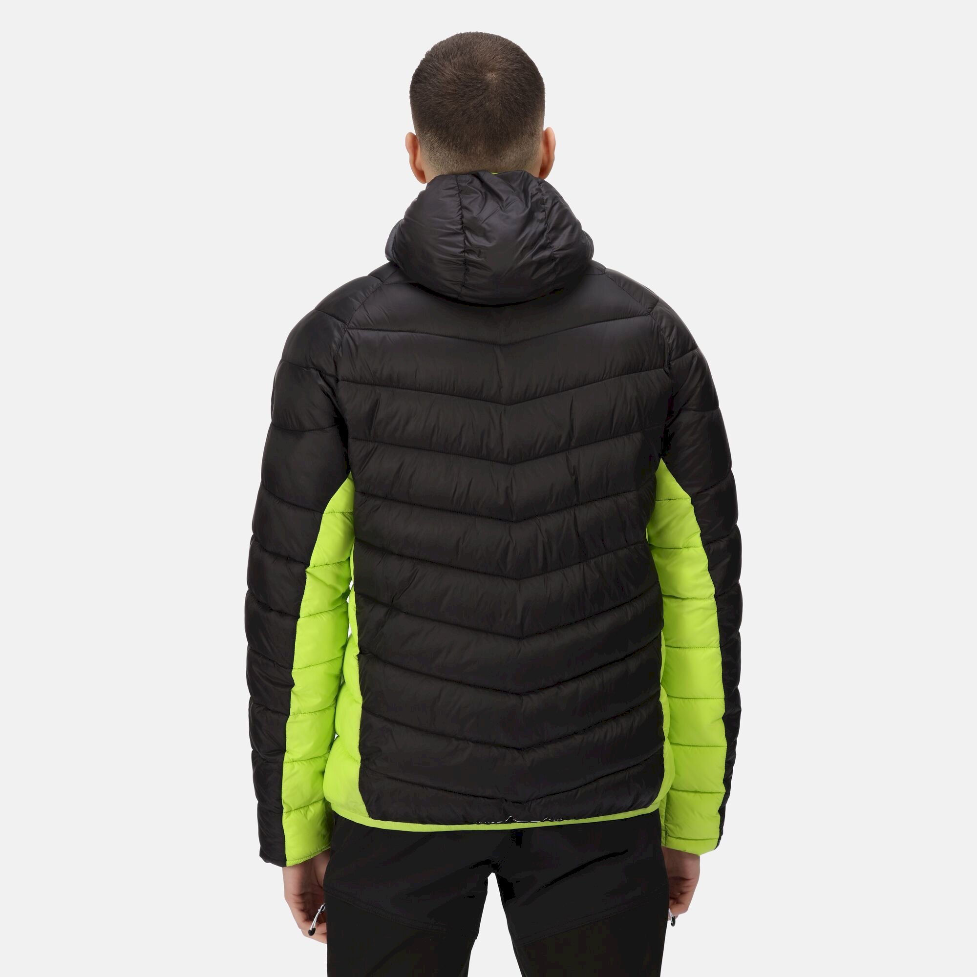 Men's Harrock Hooded Puffer Jacket | Black Dark Grey