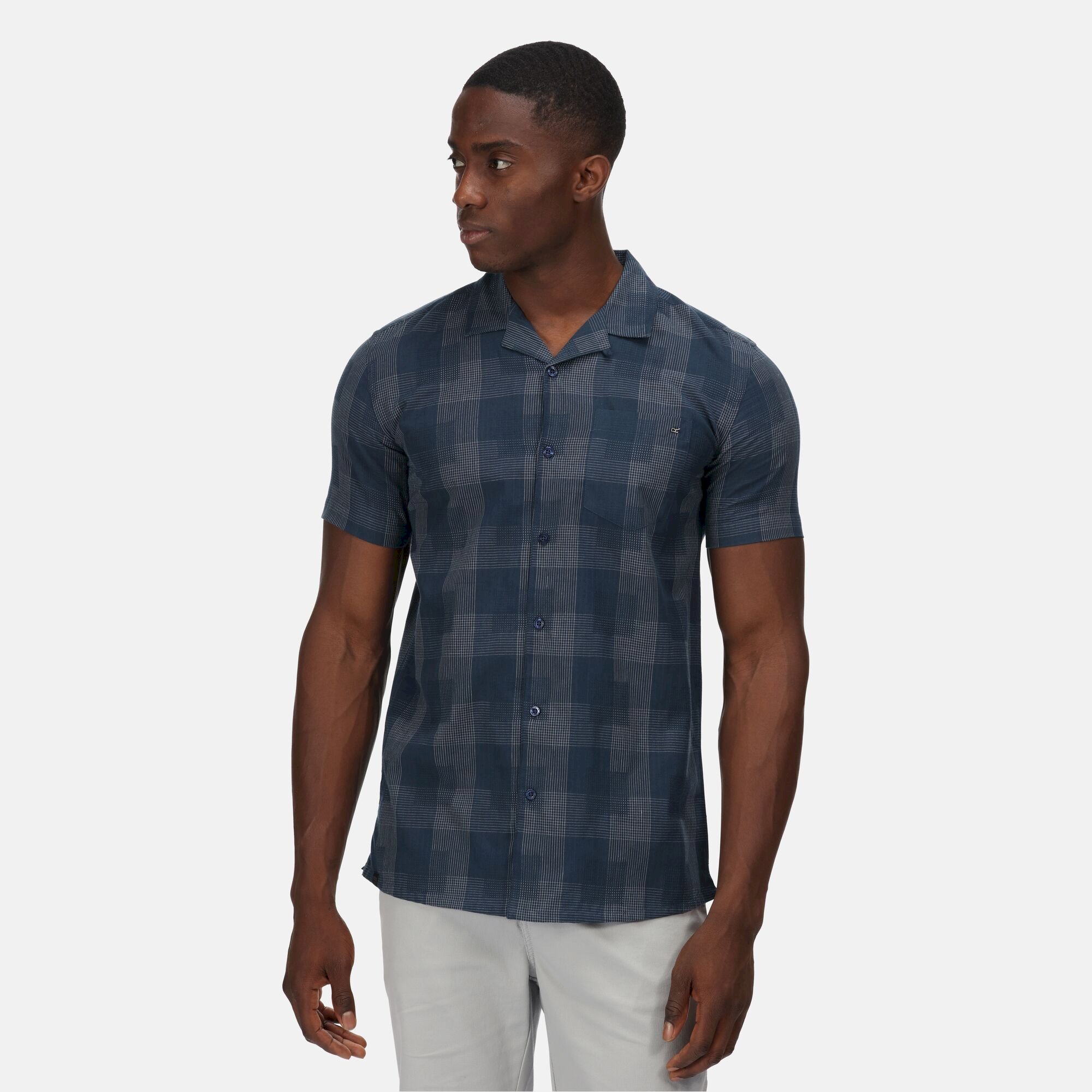 Men's Mahlon Short Sleeved Shirt | Dark Denim Check