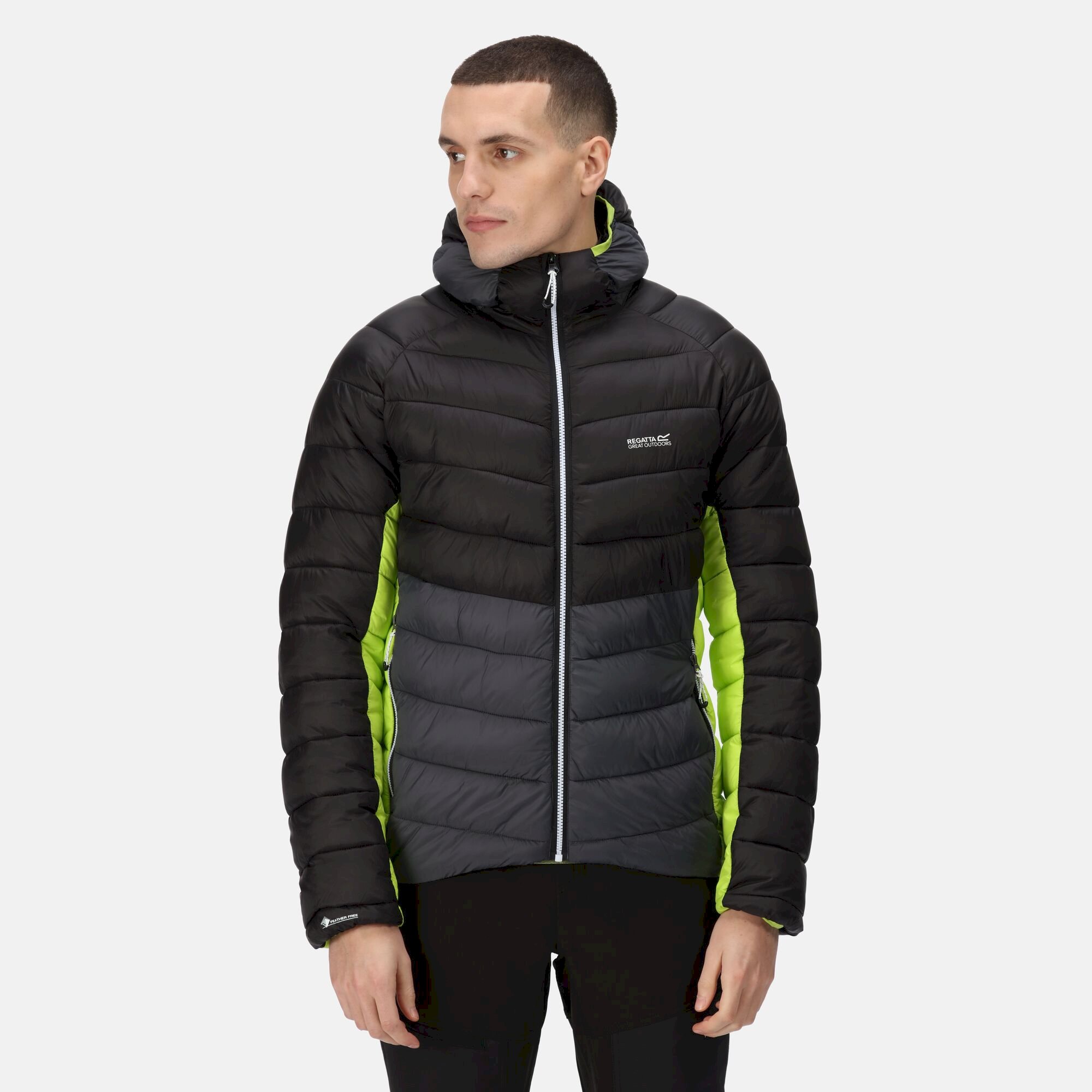 Men's Harrock Hooded Puffer Jacket | Black Dark Grey