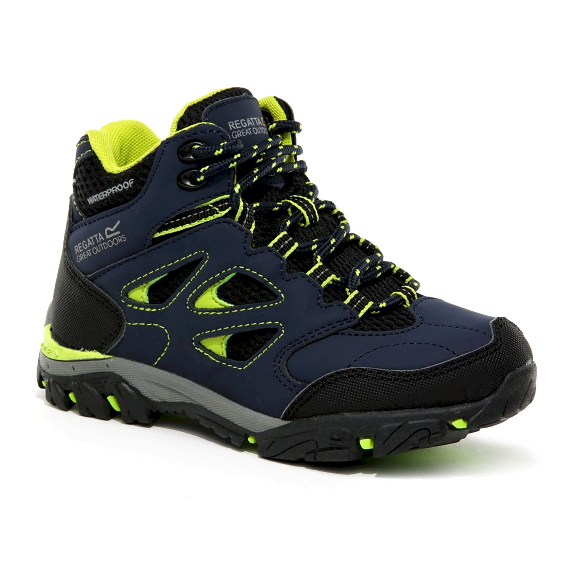 Kids' Holcombe Waterproof Mid Walking Boots | Navy Lime Punch