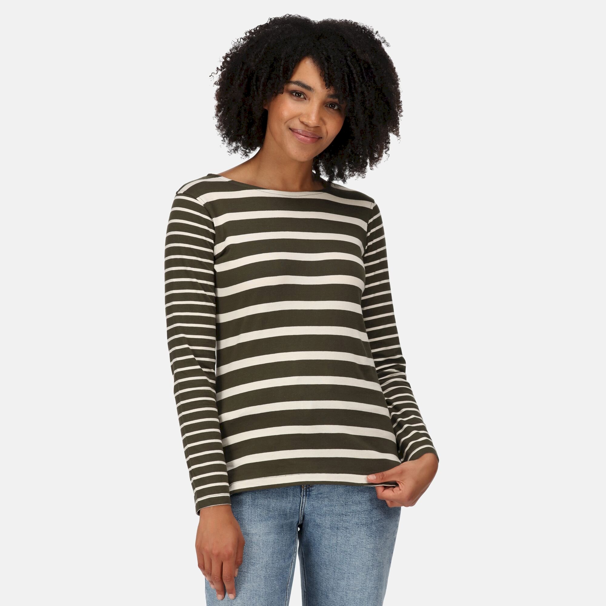 Women's Farida Striped T-Shirt | Dark Khaki Light Vanilla