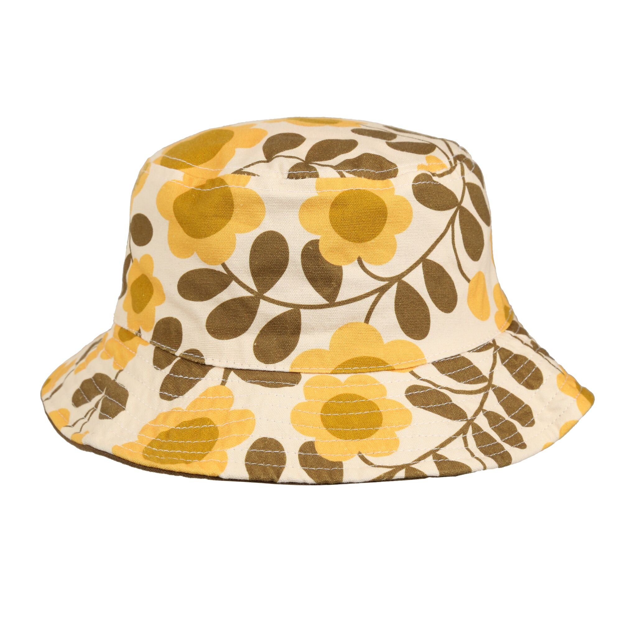 Orla Kiely Reversible Floral to Block Colour Bucket Hat | Buttercup Floral