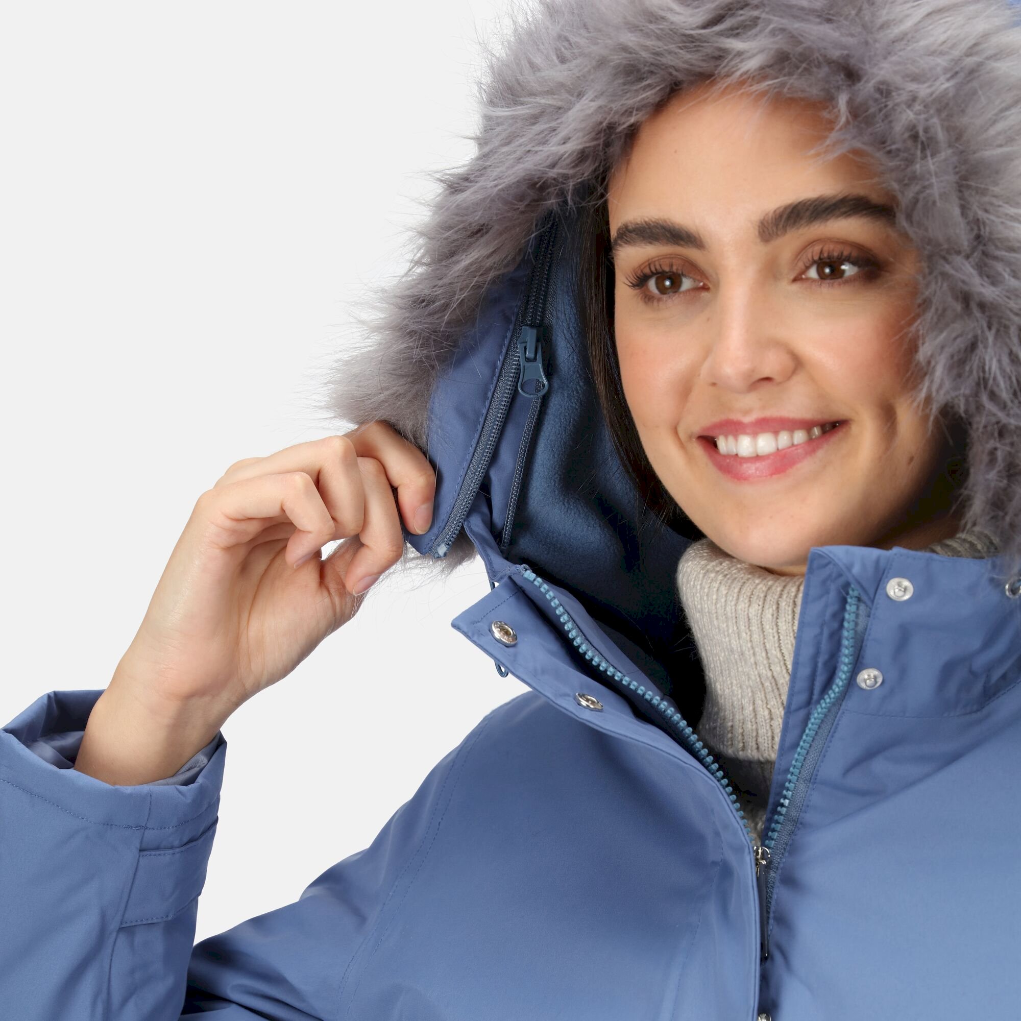 Women's Sabinka Fur Trim Parka Jacket | Slate Blue