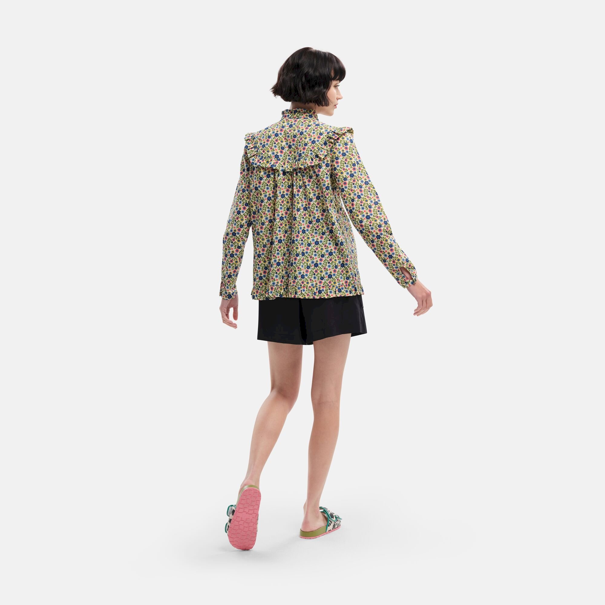 Orla Kiely High Neck Ruffle Detail Blouse | Meadow Floral