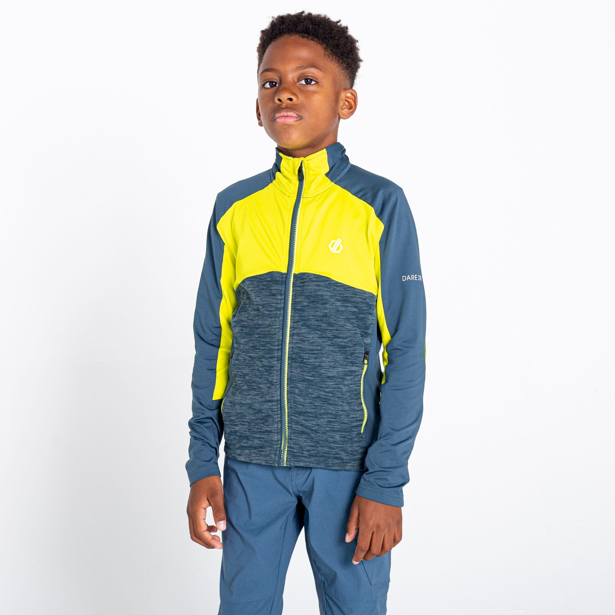 Dare 2b - Kids' Exception Recycled Core Stretch Midlayer | Orion Grey Neon Spring