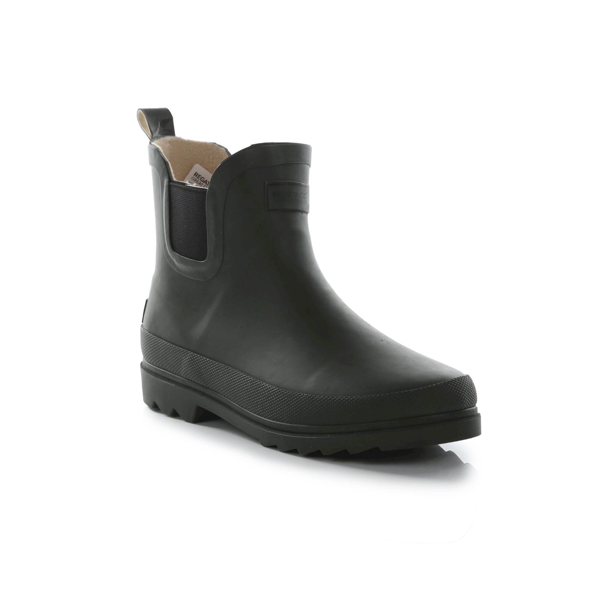 Kids' Harper Cosy Ankle Wellies | Dark Khaki Black
