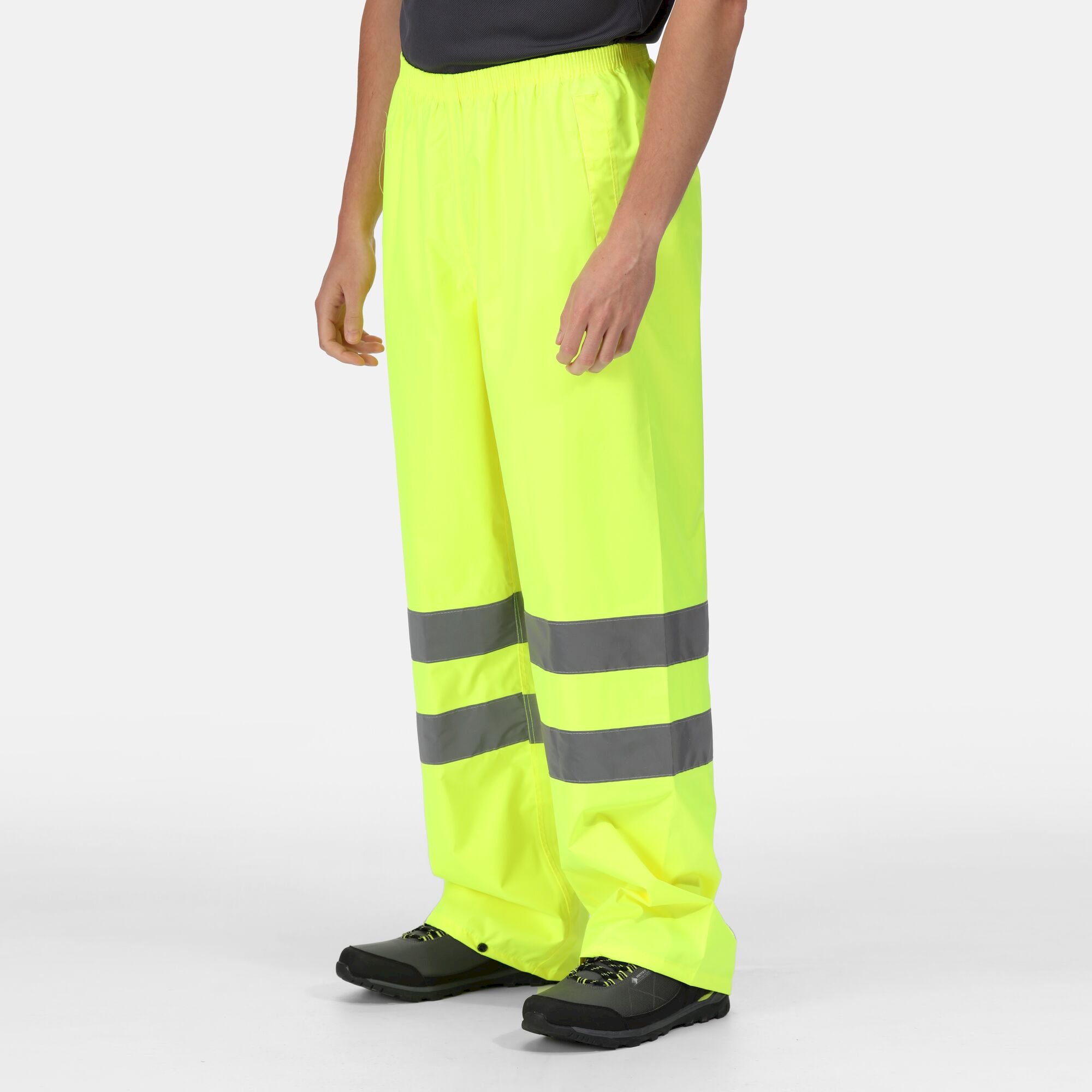 Men's Hi Vis Pro Waterproof Reflective Packaway Work Over Trousers | Yellow