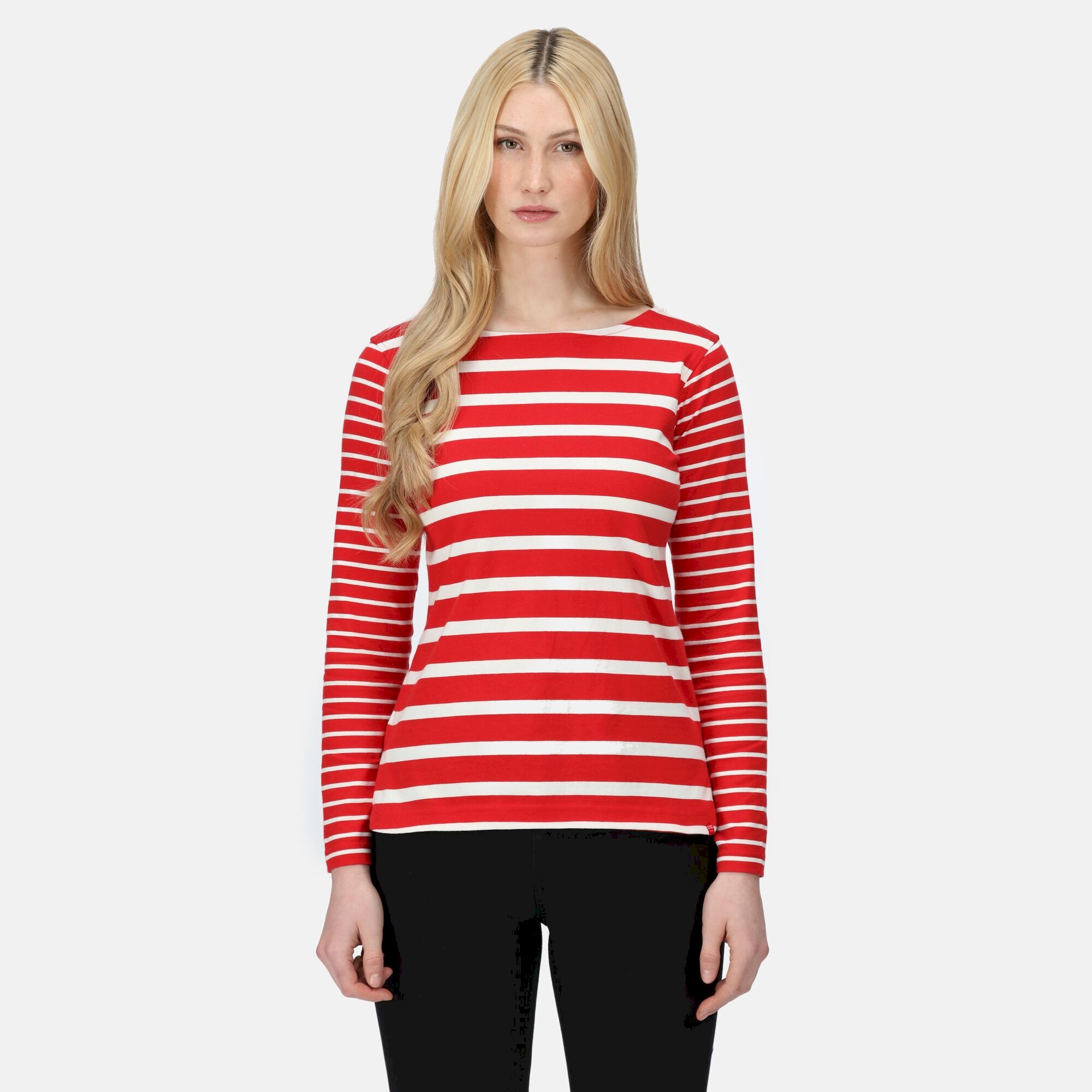 Women's Farida Striped T-Shirt | Code Red Snow White