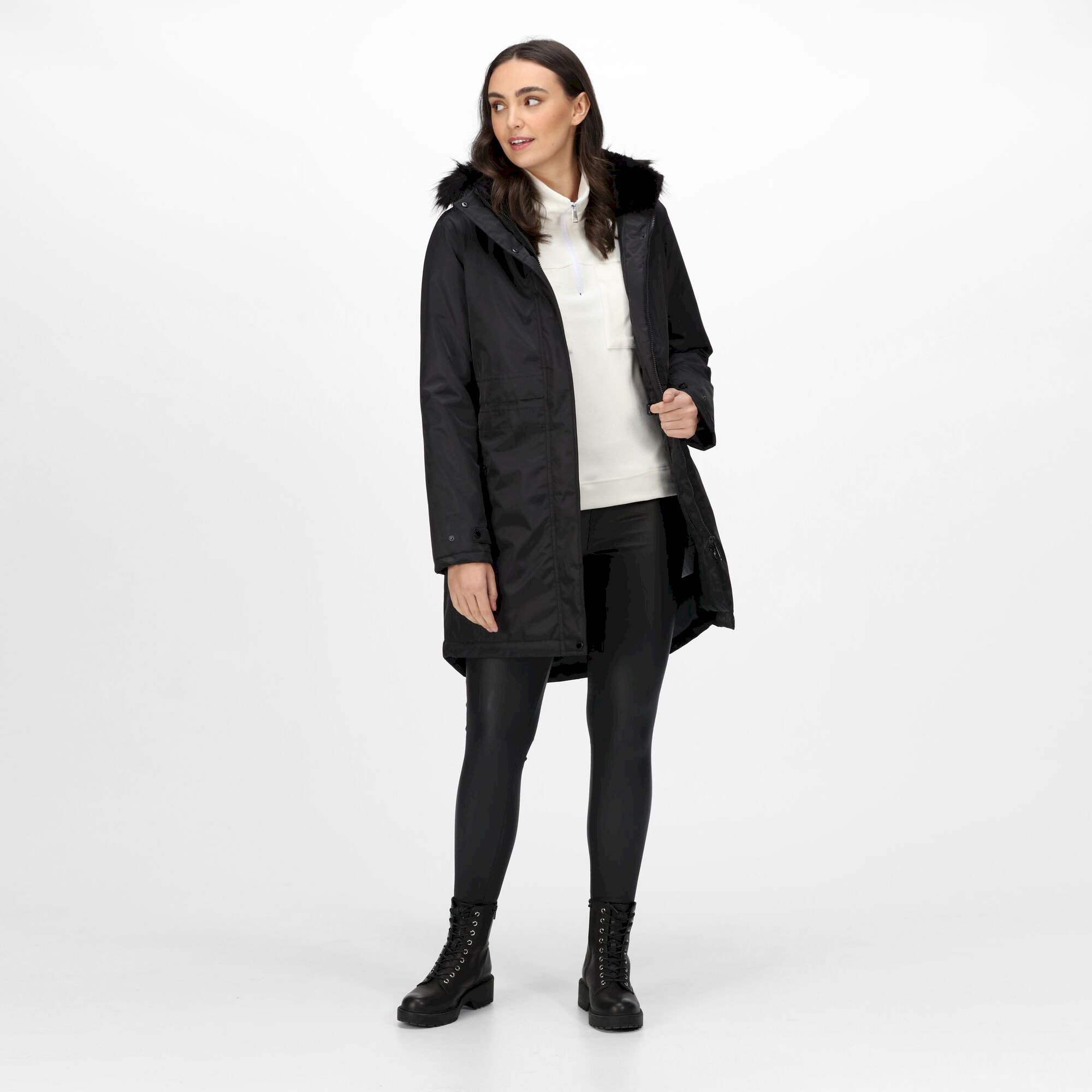 Women's Lyanna Fur Trim Parka Jacket | Black