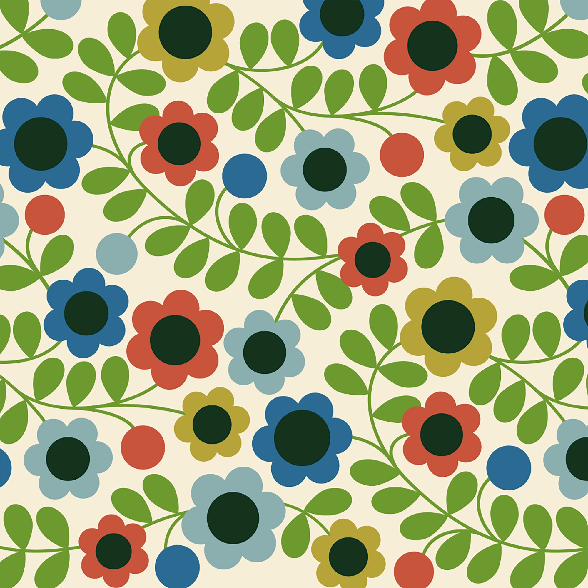 Orla Kiely Lightweight Floral Print Foldaway Table | Meadow Floral